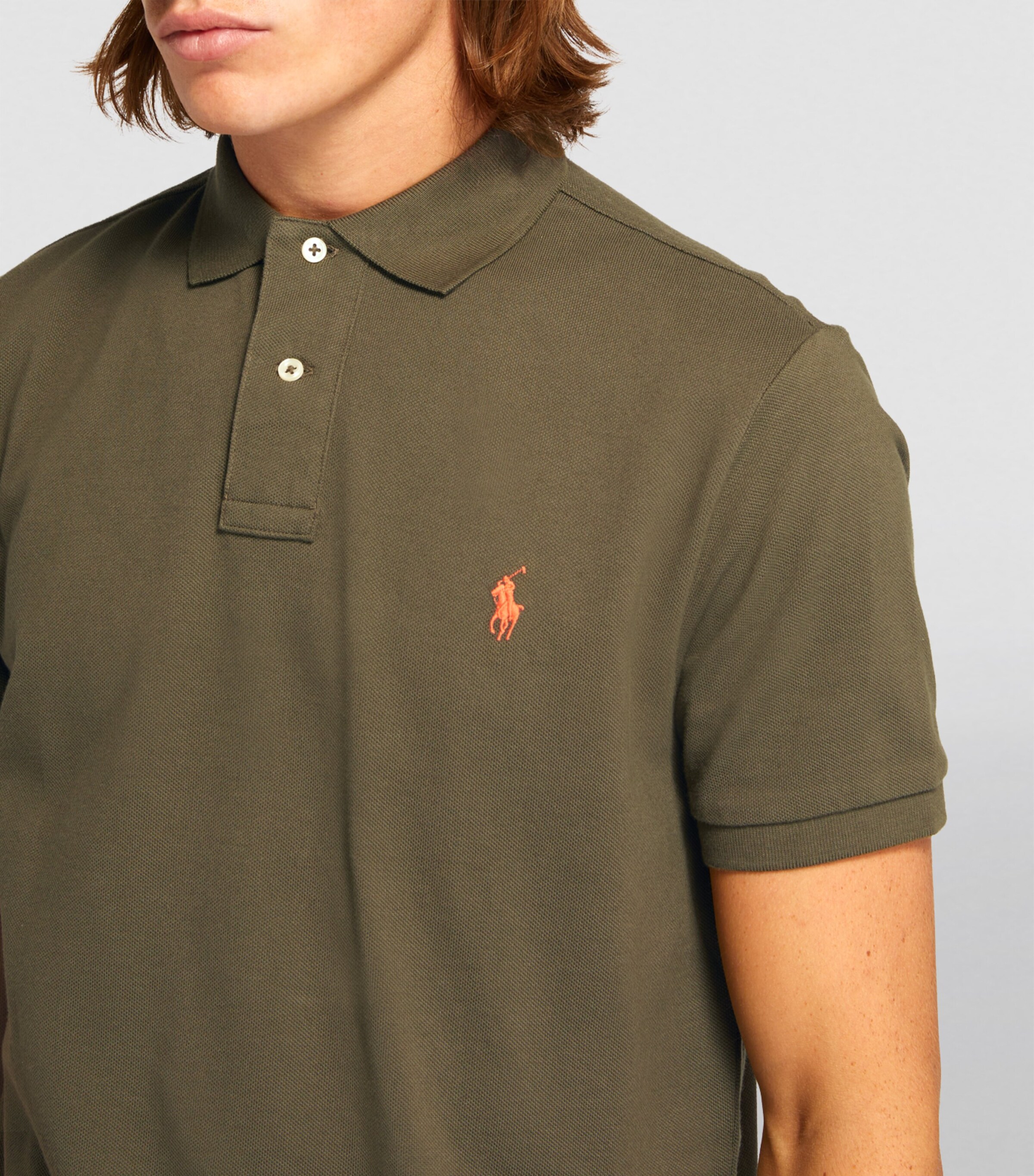 Cotton Mesh Polo Shirt GREEN Image 7