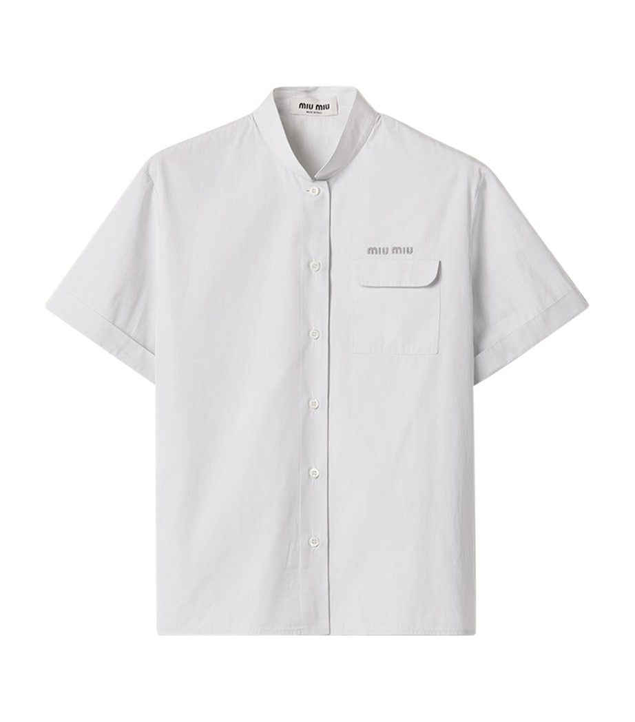 Miu Miu Womens Stand-Collar Pinstripe Shirt Image 1