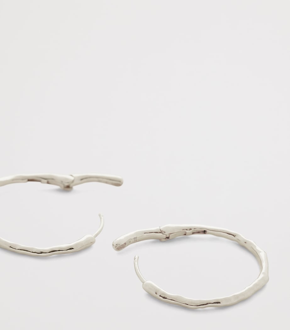 Monica Vinader Medium Sterling Silver MV Siren Muse Hoop Earrings Sterling Silver Image 3