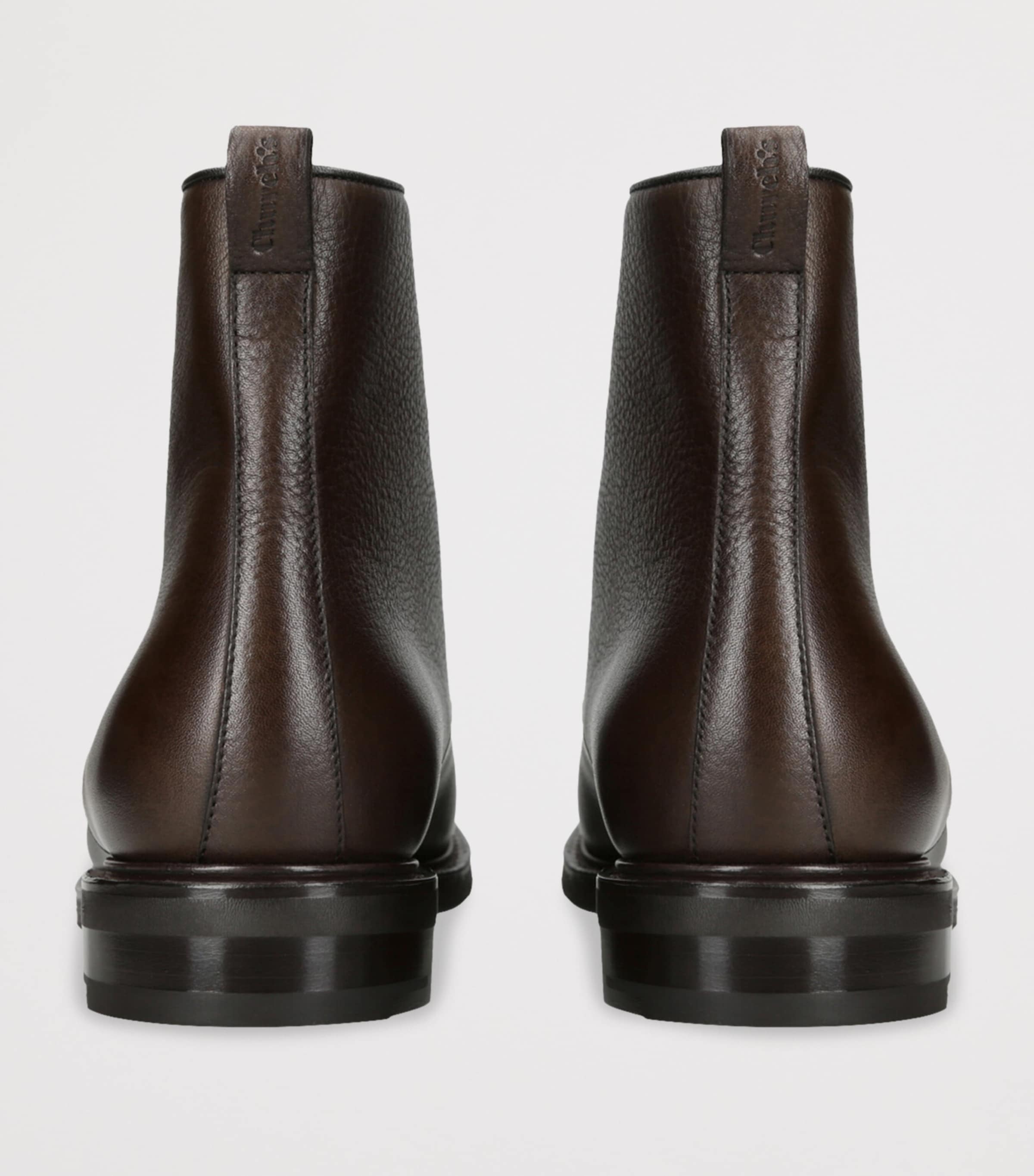 Grained Leather Pulford Boots DARK BROWN Image 2