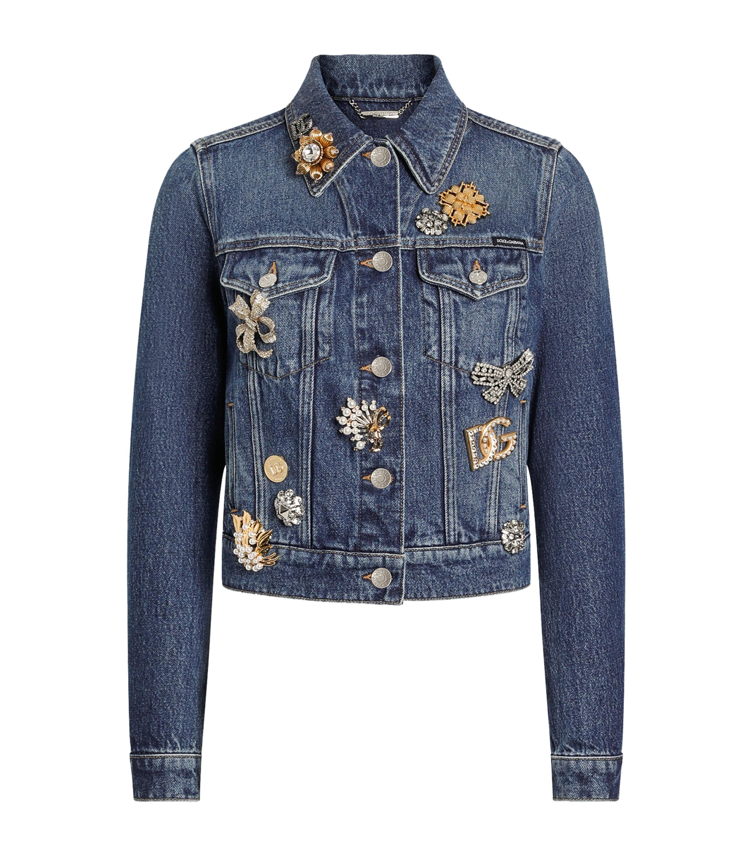 Dolce & Gabbana Embellished Denim Jacket In Blue