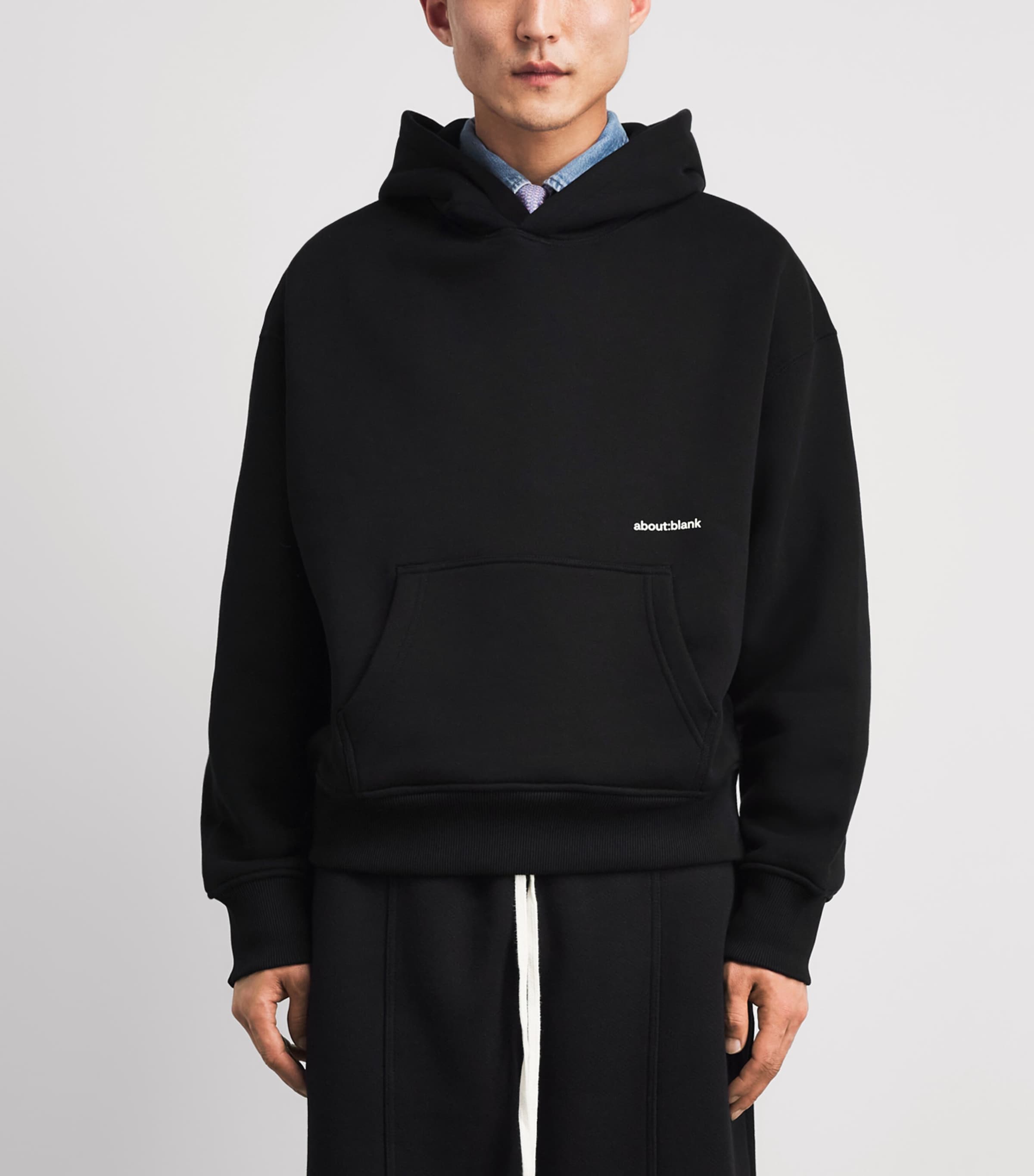 about:blank Mens Cotton Logo Hoodie Black Image 4