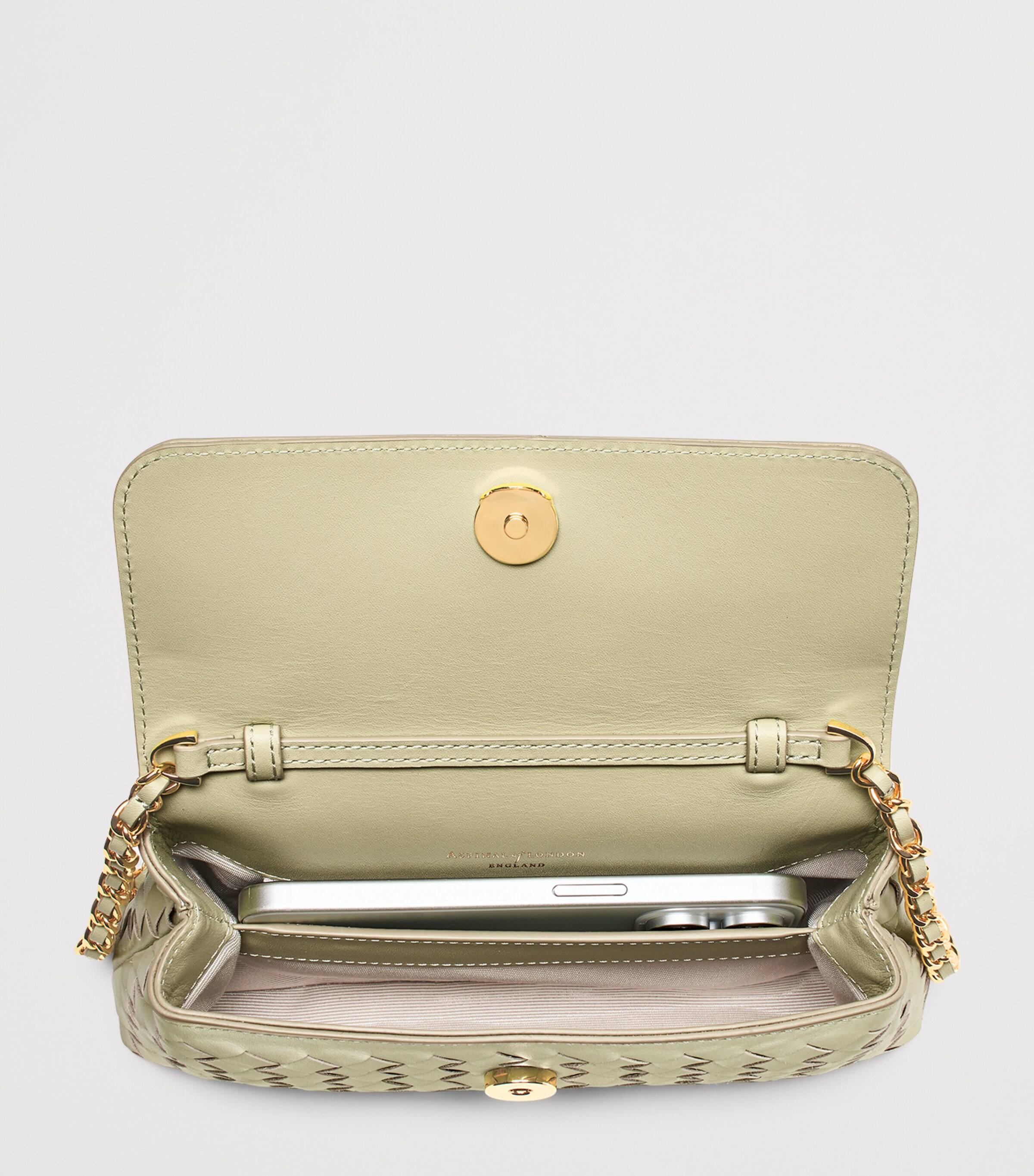 Aspinal Of London Leather Clutch Bag Pistachio Image 5