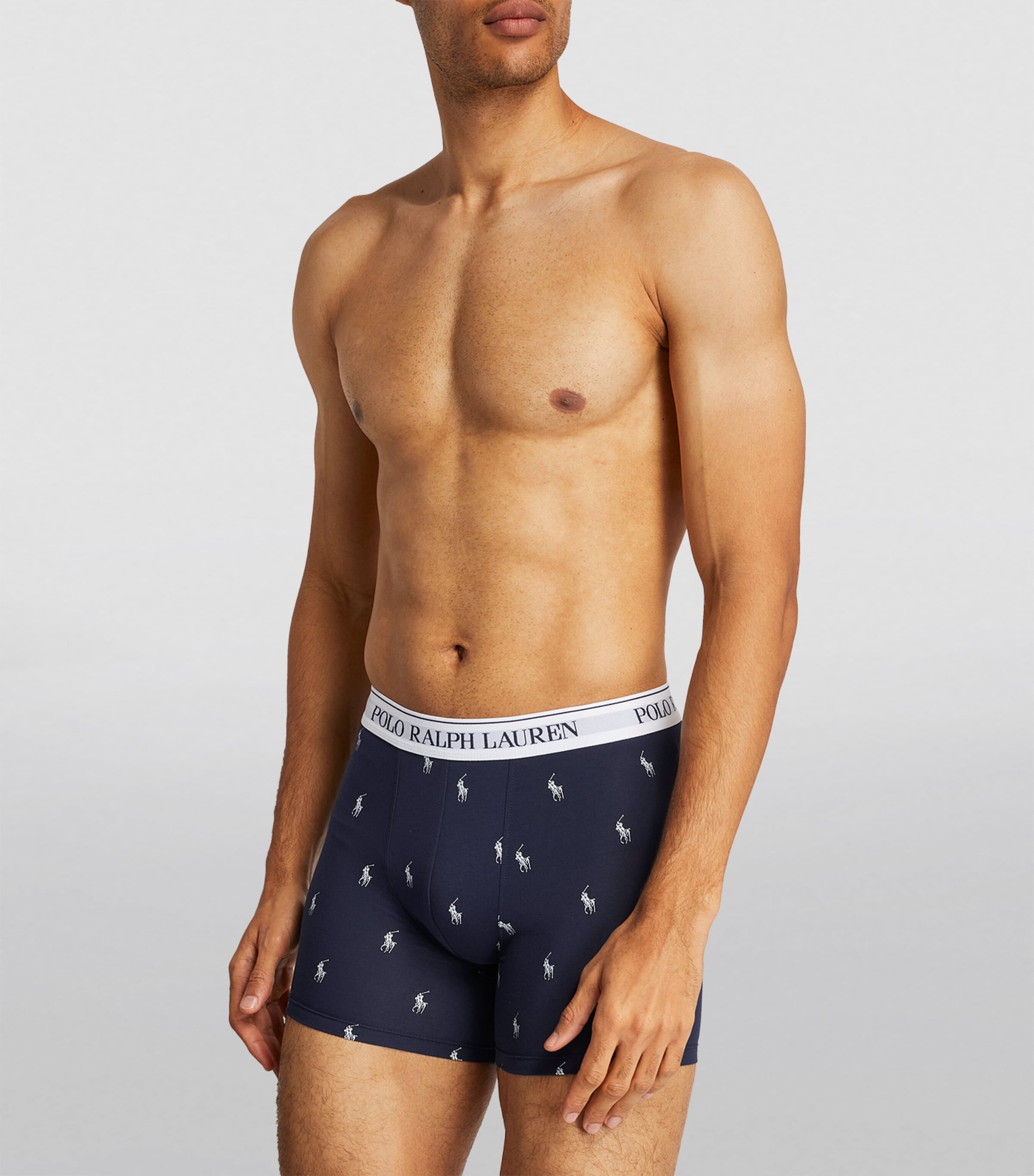 Polo Ralph Lauren Mens Stretch-Cotton Printed Boxer Briefs (Pack of 3) Cruise Navy/whi Image 2