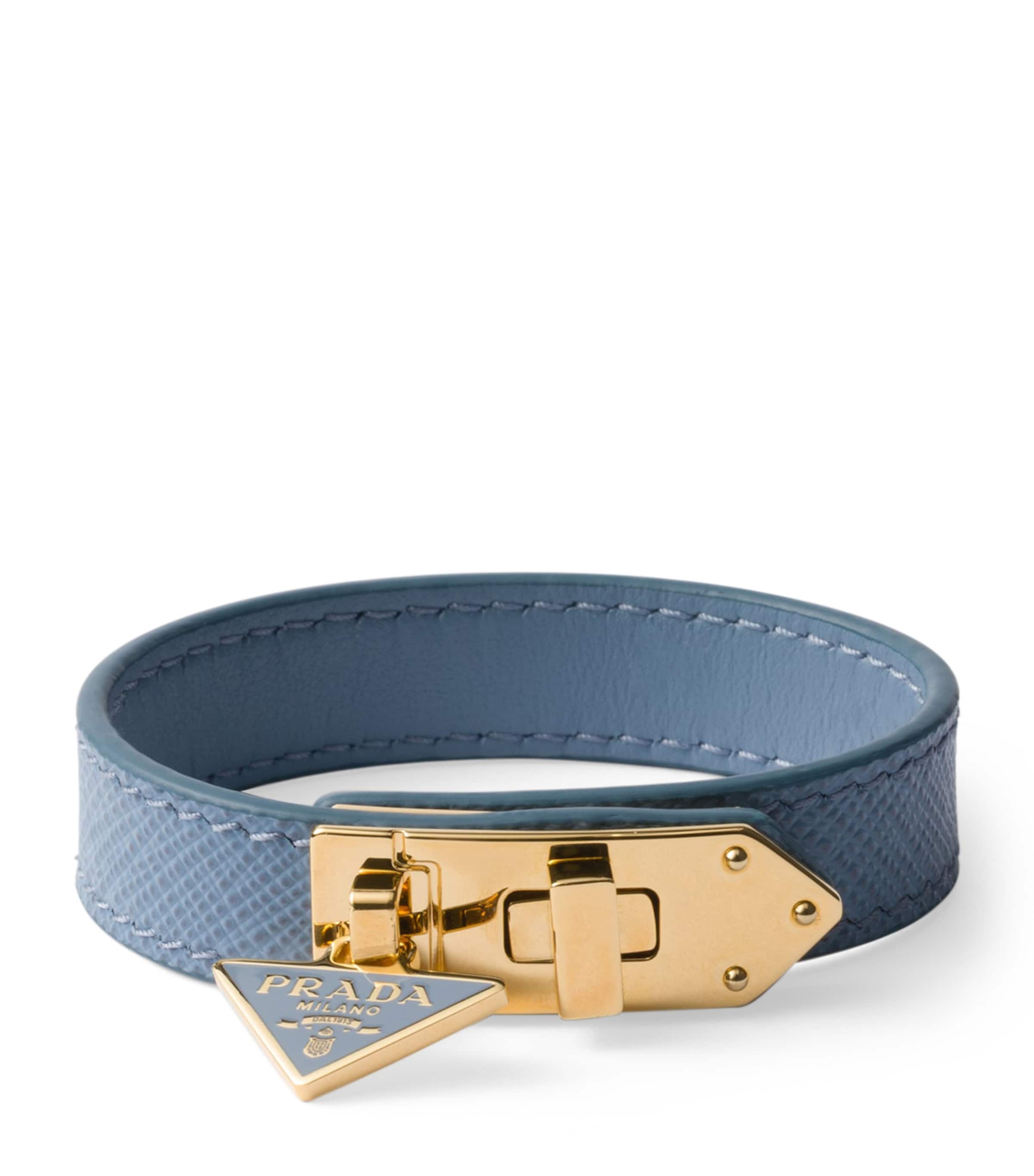Prada Saffiano Leather Bracelet In Blue