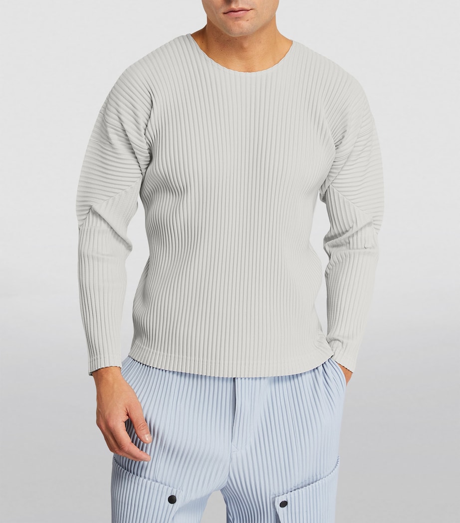 Pleated Long-Sleeve T-Shirt 11 LIGHT GRAY Image 3