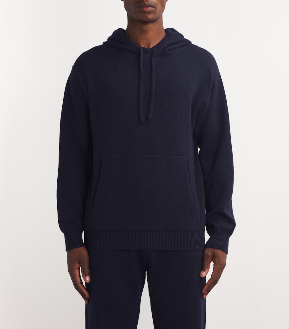Harrods Mens Cashmere Hoodie T&d Navy Image 3