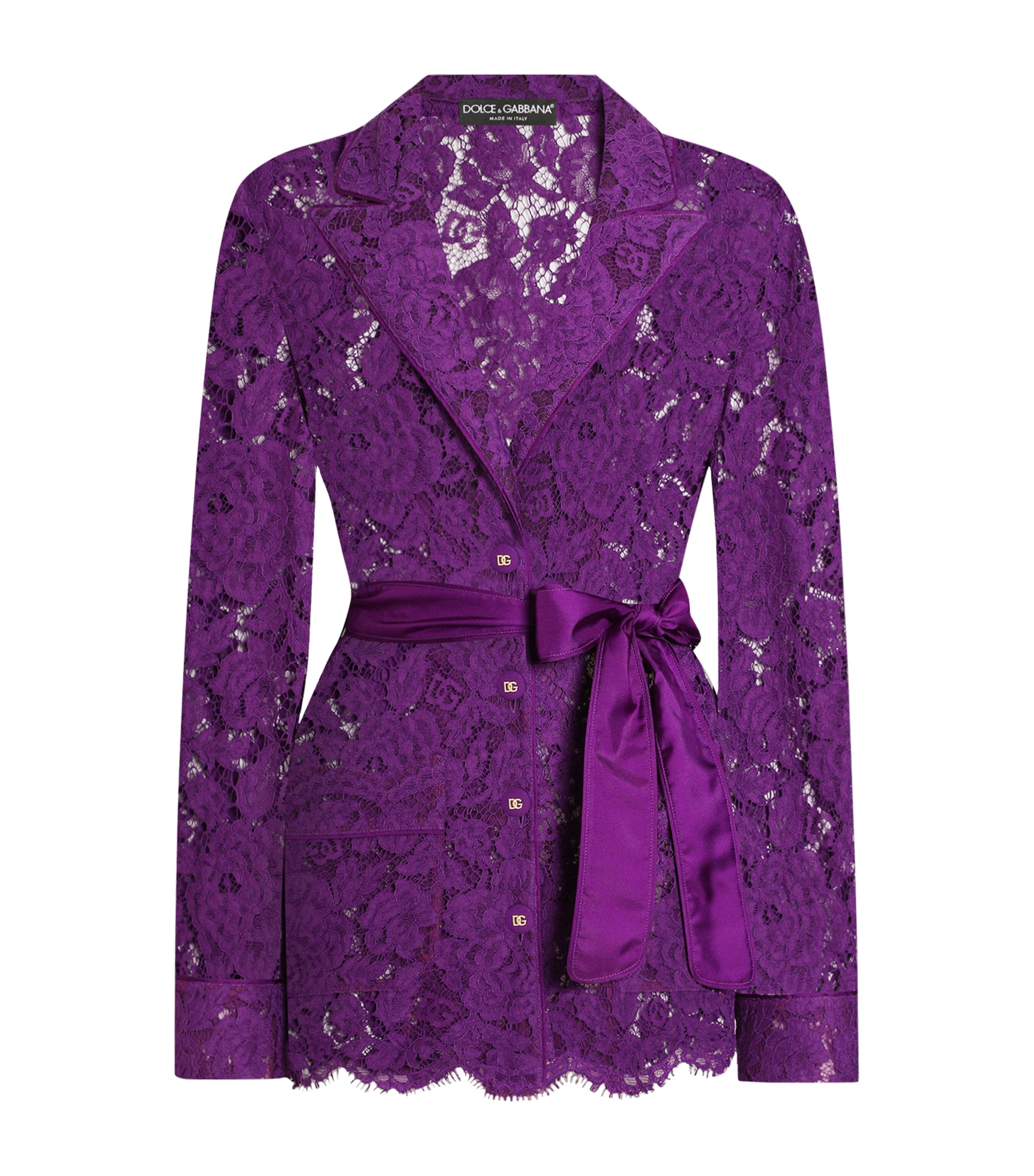 Dolce & Gabbana Lace Floral Shirt In Purple