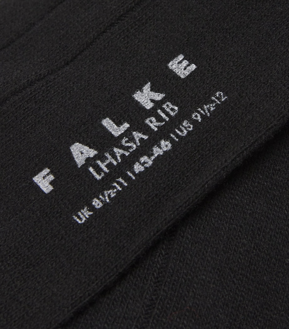 Wool-Cashmere Blend Lhasa Ribbed Socks 3000 BLACK Image 2