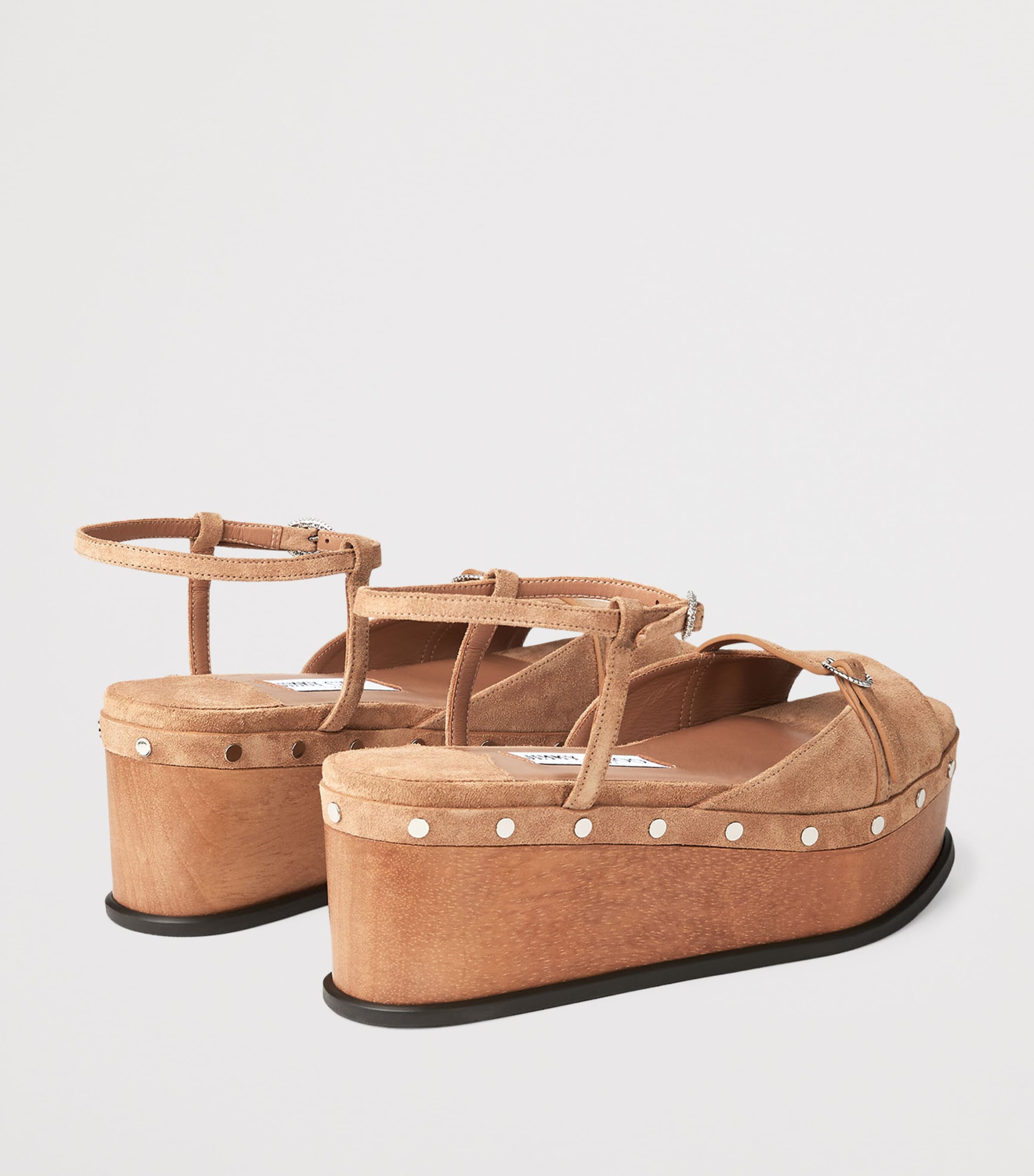 Jimmy Choo Kata 60 Velvet Suede Wedge Sandals Toffee Image 5