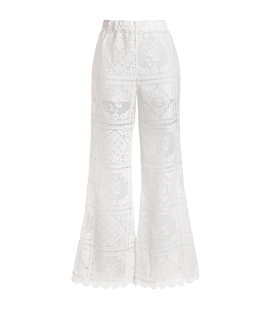 Zimmermann Womens Embroidered Aster Flared Trousers Ivo Ivory Image 1