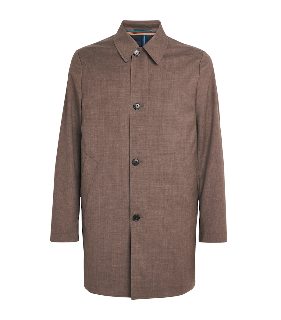 Wool Gilet-Lined Mac Coat BROWN-65 Image 1