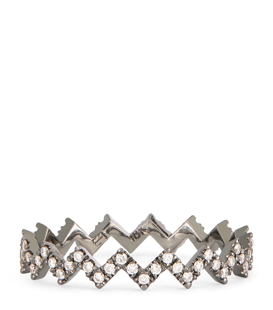 Eva Fehren Blackened White Gold and Diamond Ziggy Ring Black Gold Image 1