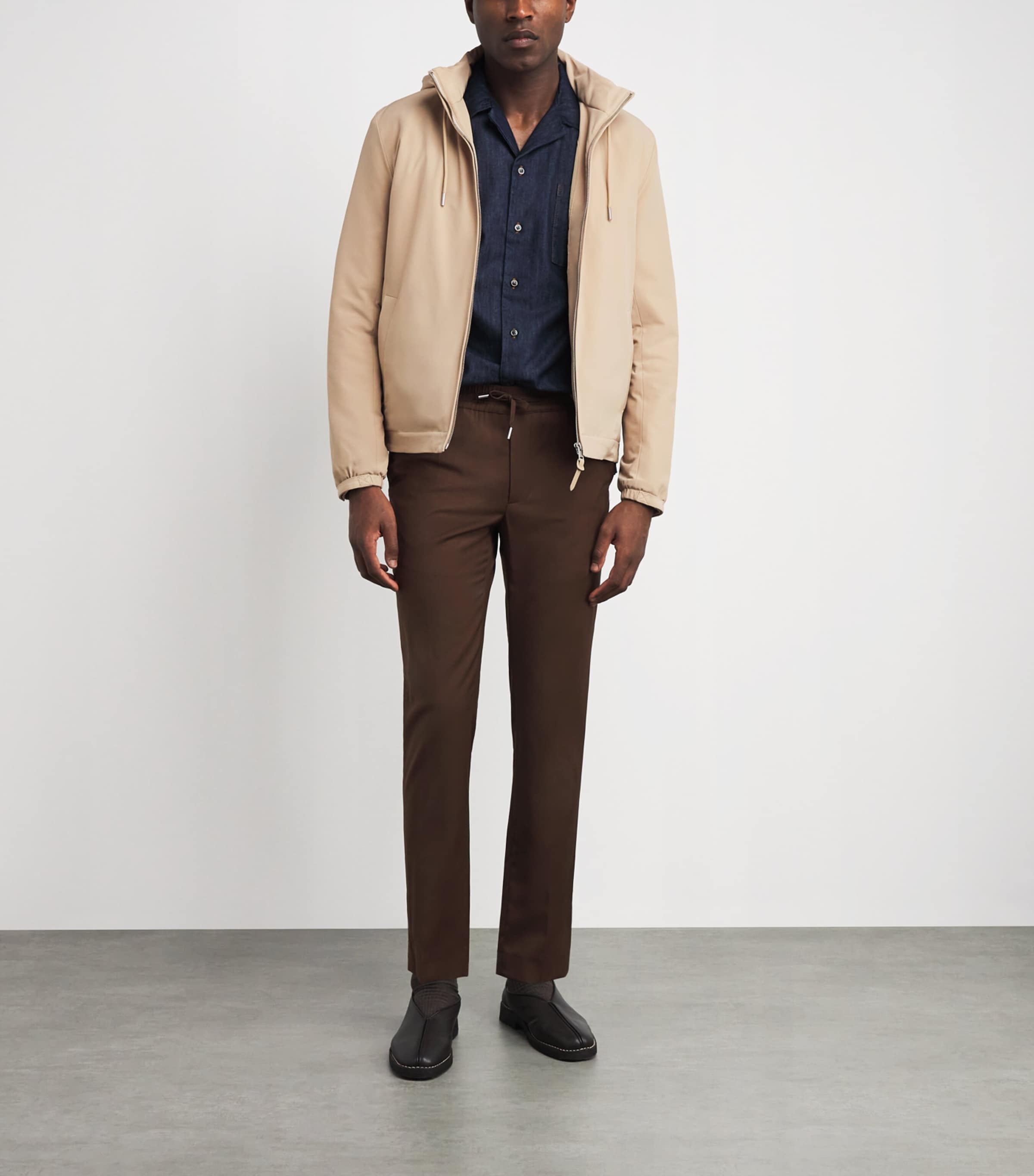 Sandro Paris Mens Hooded Quilted Zip-Up Jacket Sand Image 2