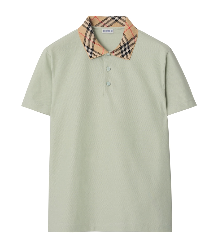 Check-Collar Slim Polo Shirt SEAFOAM GREEN Image 1