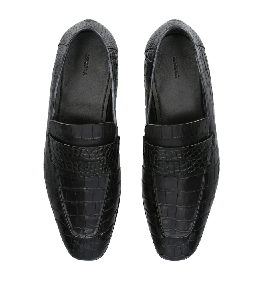 Crocodile Leather L'Asola Loafers BLACK Image 4