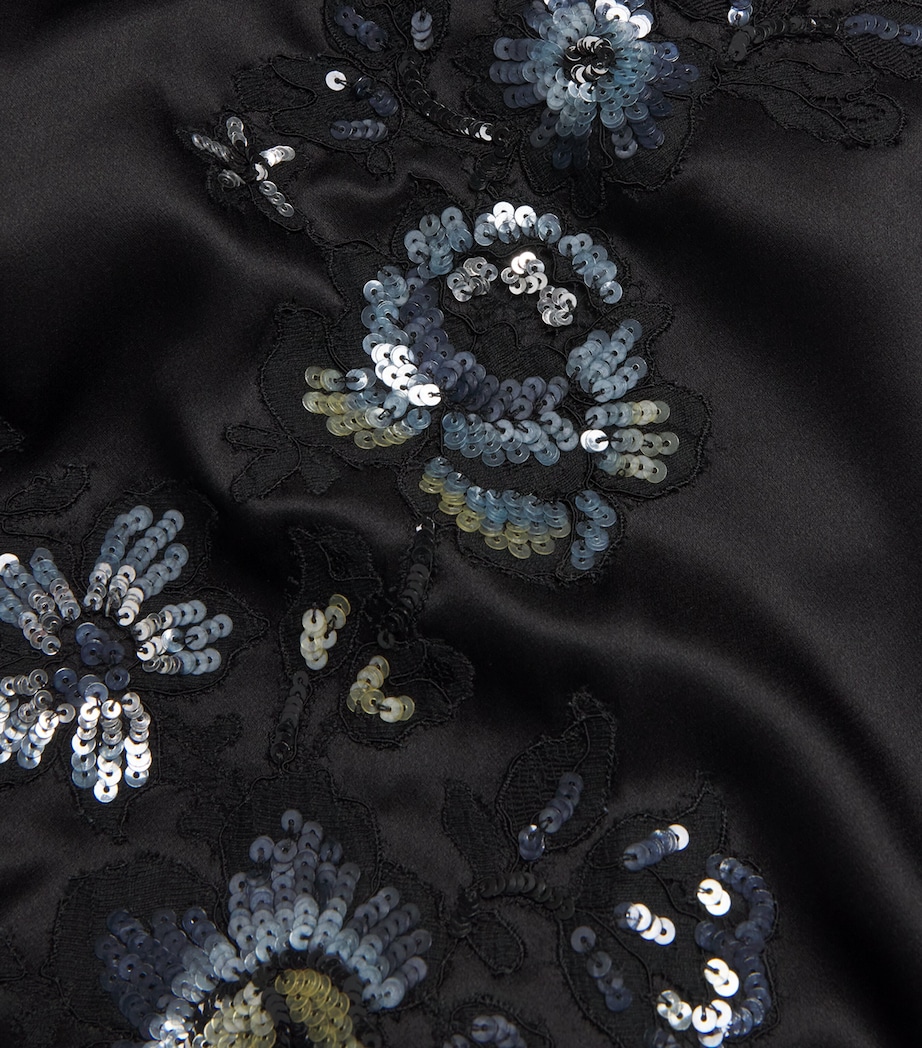 Silk Embellished Maxi Kimono Robe BLACK/SPARKLING BLCK Image 5