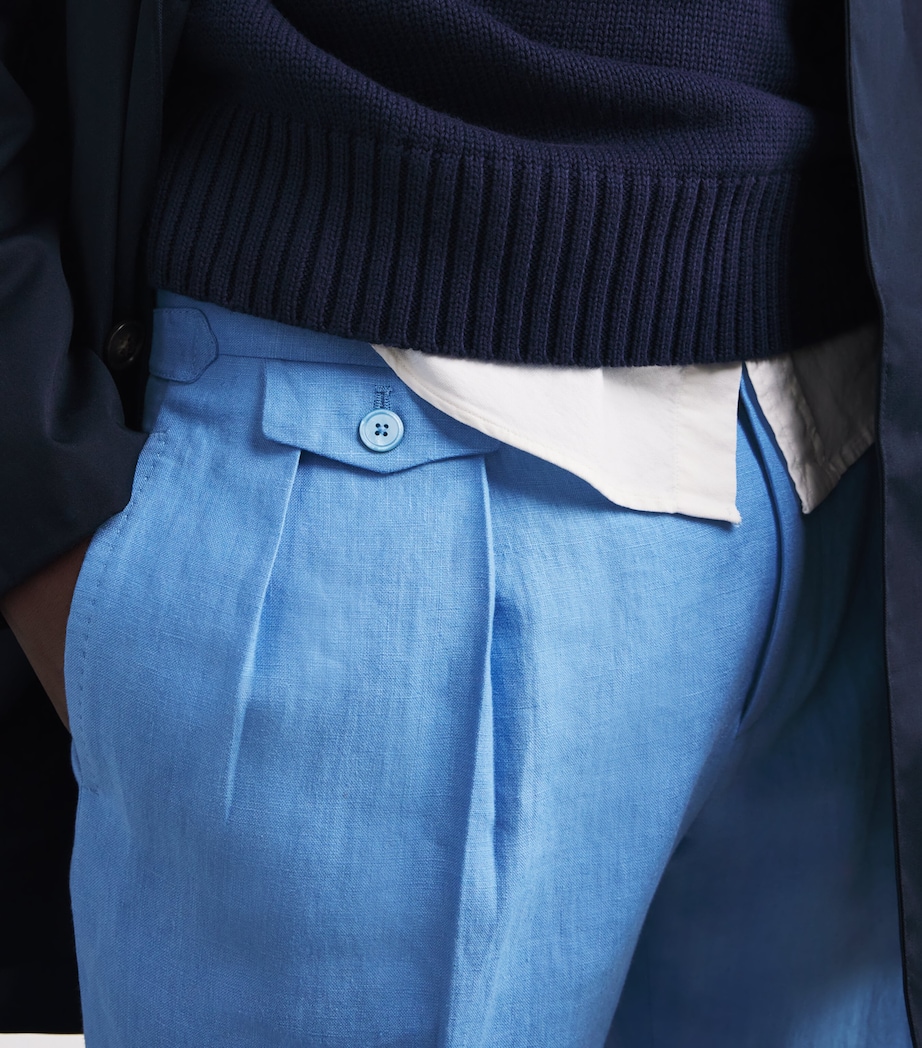 Linen Pleated Suit Trousers SKY BLUE Image 6
