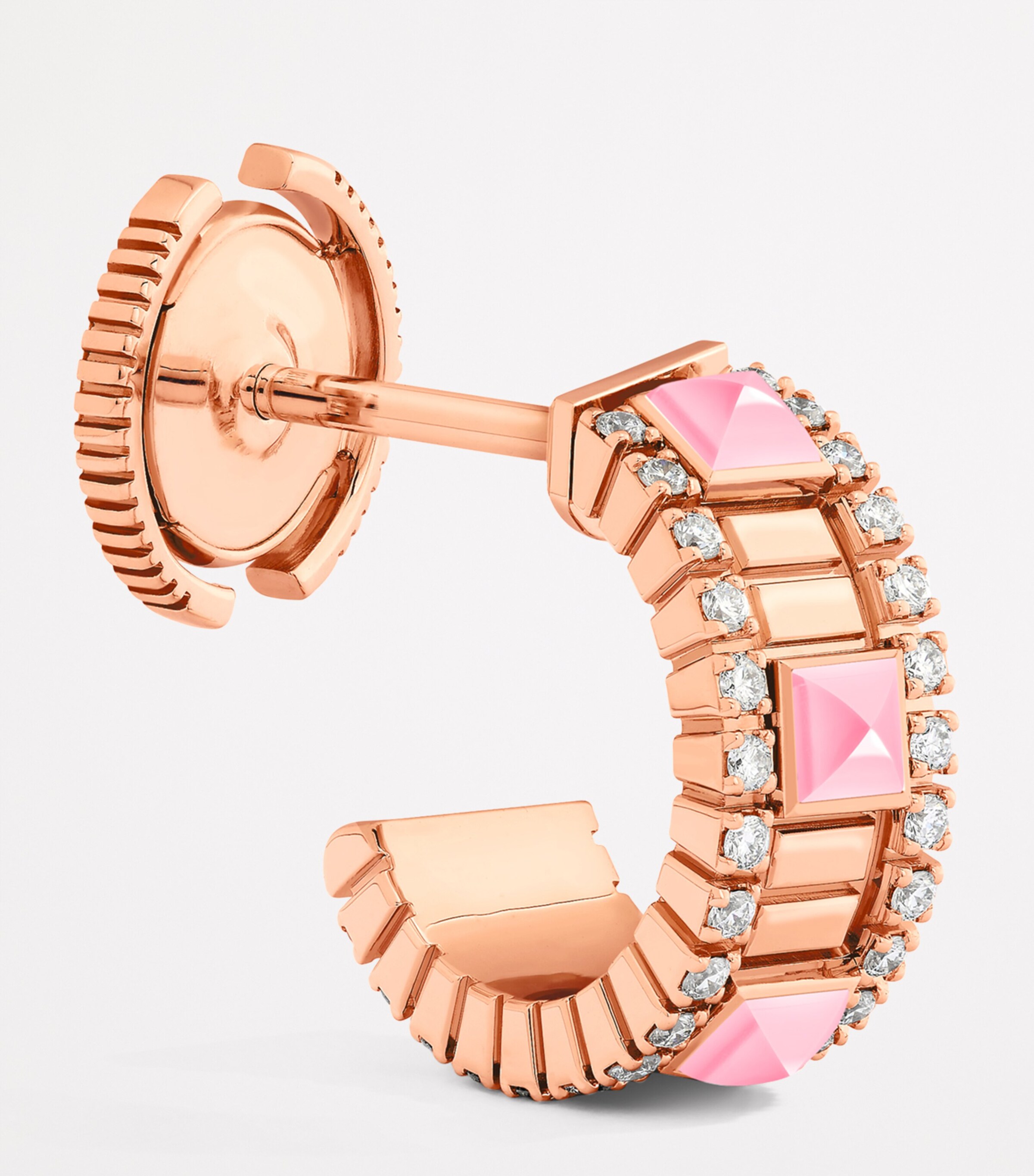 Mini Rose Gold, Diamond and Quartzite Life Hoop Earrings ROSE GOLD Image 2