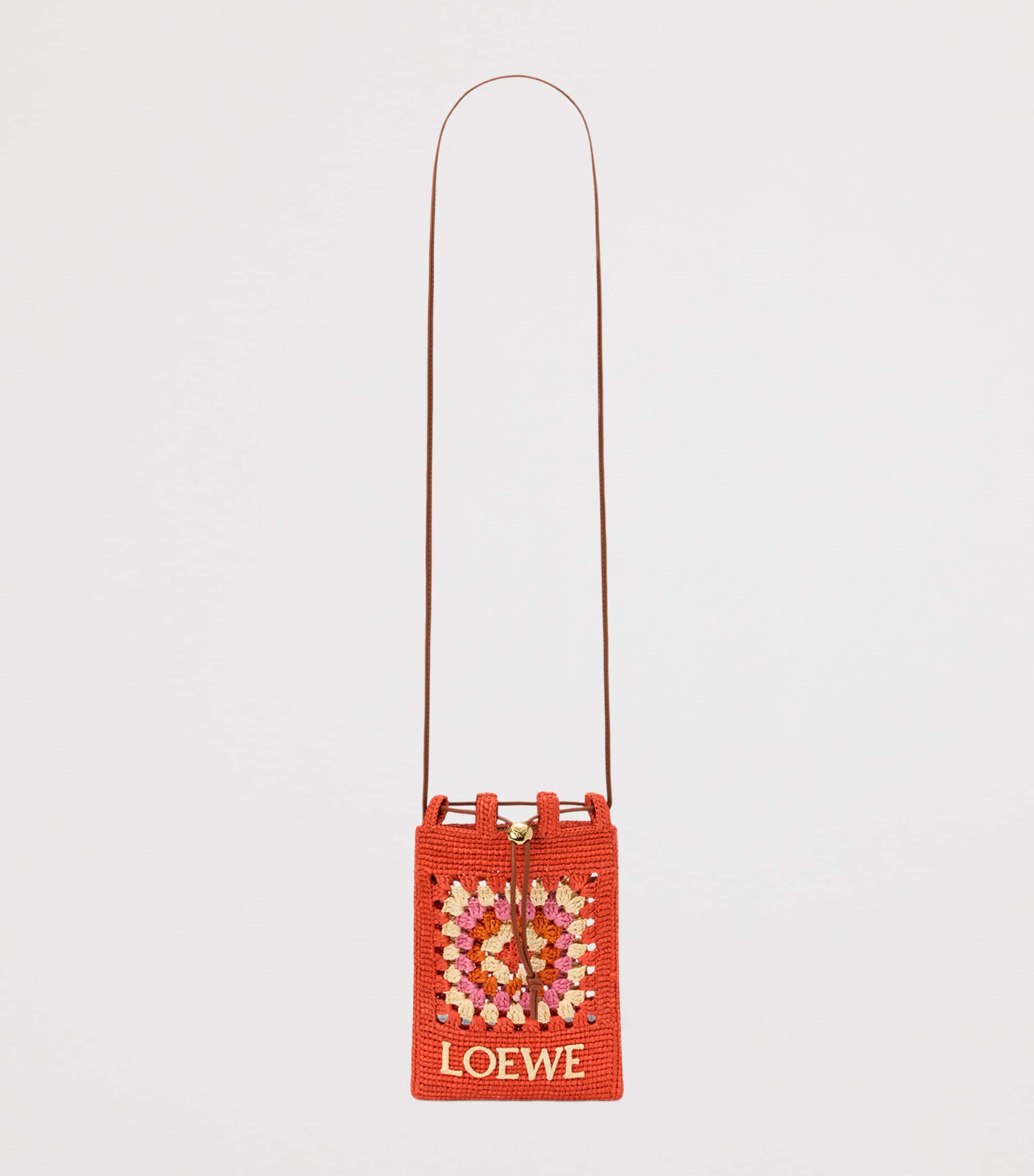 LOEWE x Paula's Ibiza Crochet Pocket Patch Shoulder Bag Bright Orange/pink Image 3