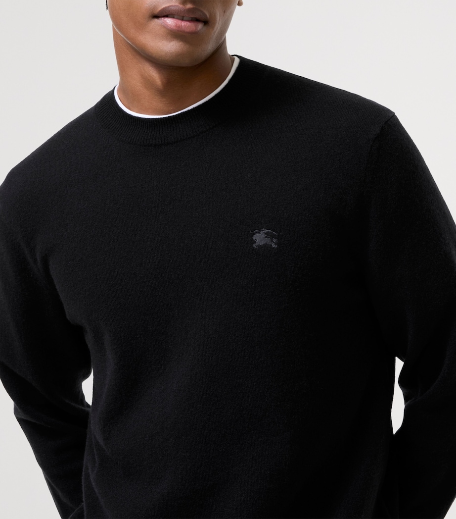 Burberry Mens Cashmere-Blend EKD Slim Sweater Black Image 3