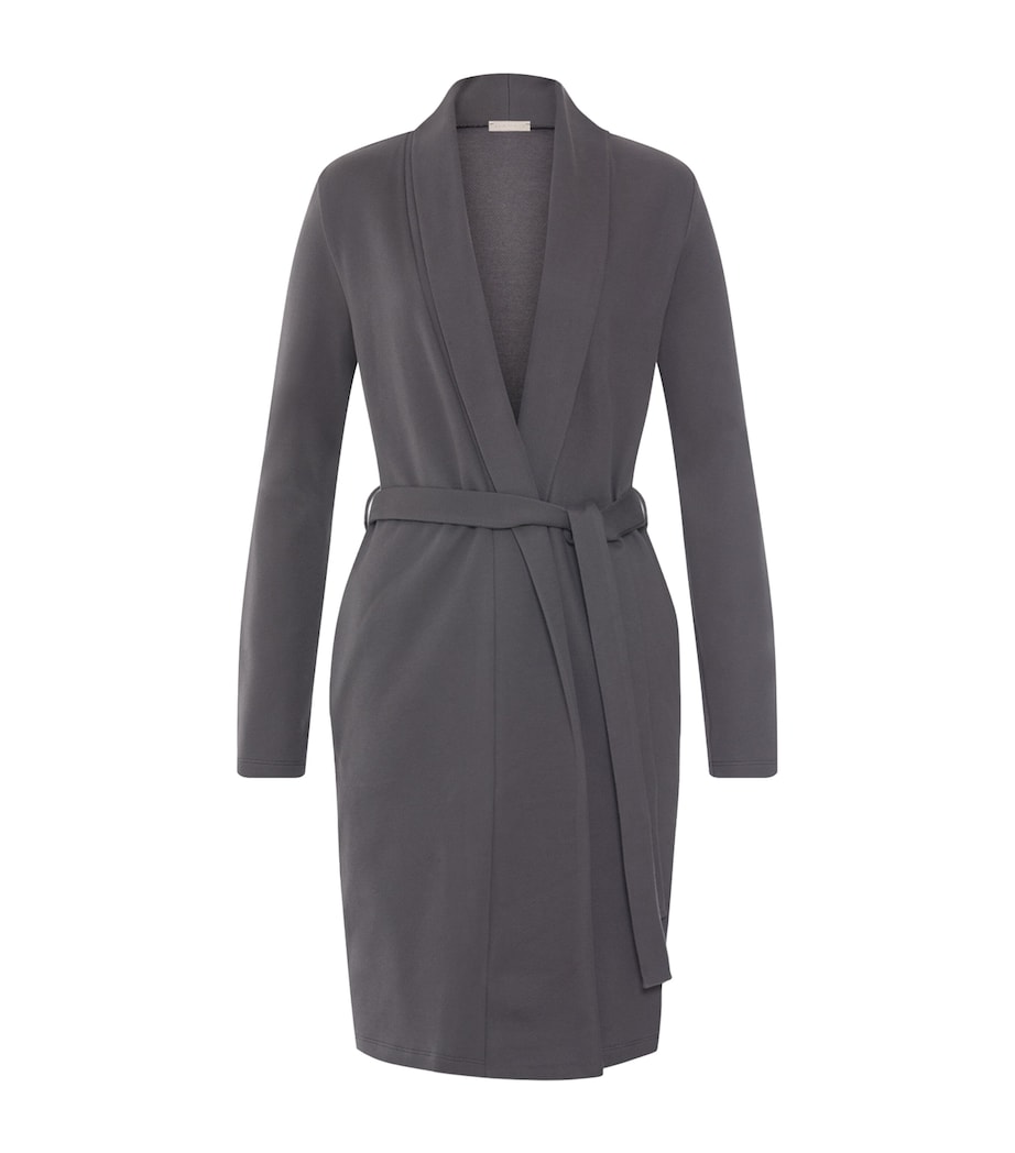 Hanro Womens Cotton-Blend Robe Dark Sesame Image 1