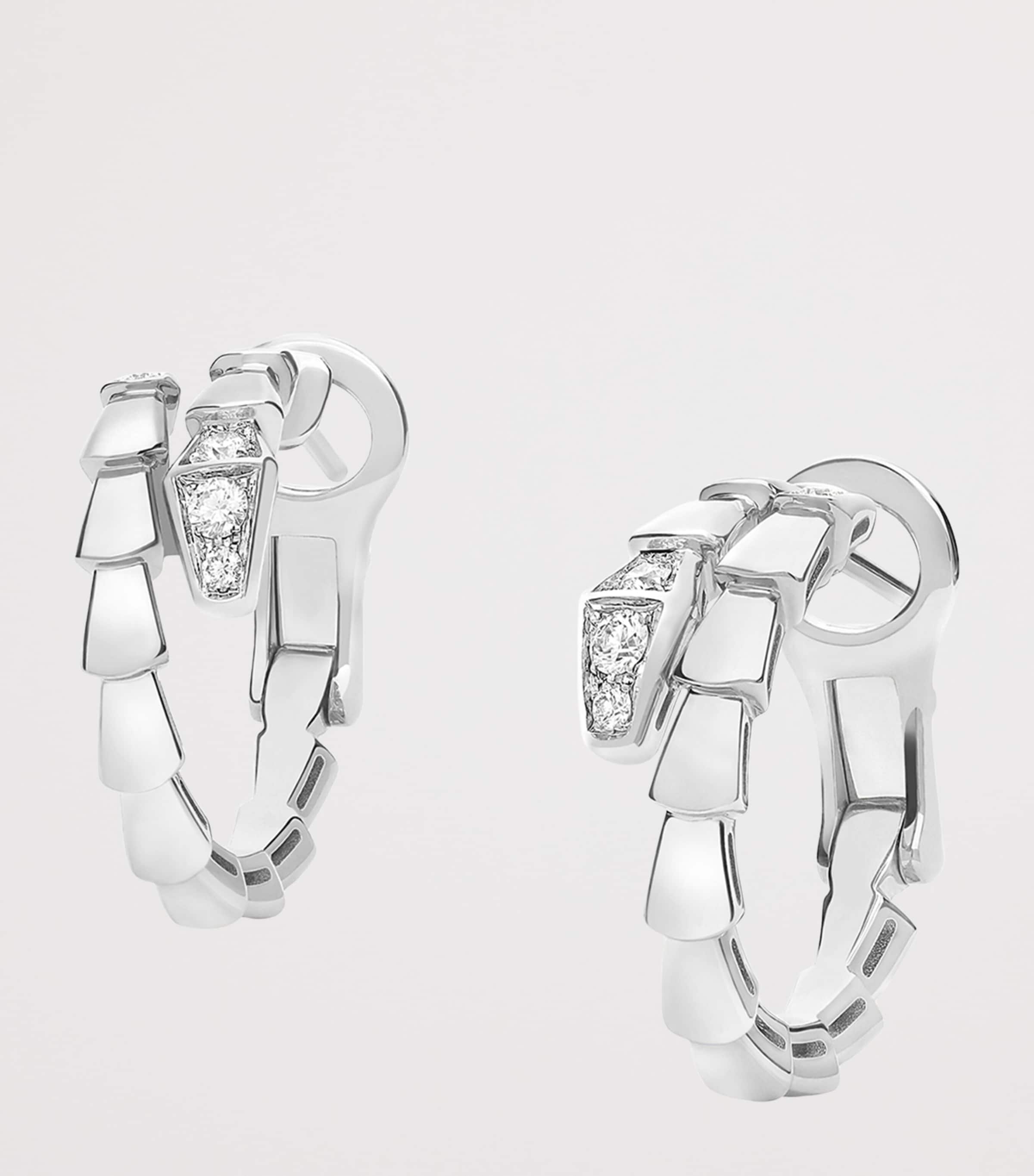 White Gold and Diamond Serpenti Viper Hoop Earrings WHITE GOLD Image 2