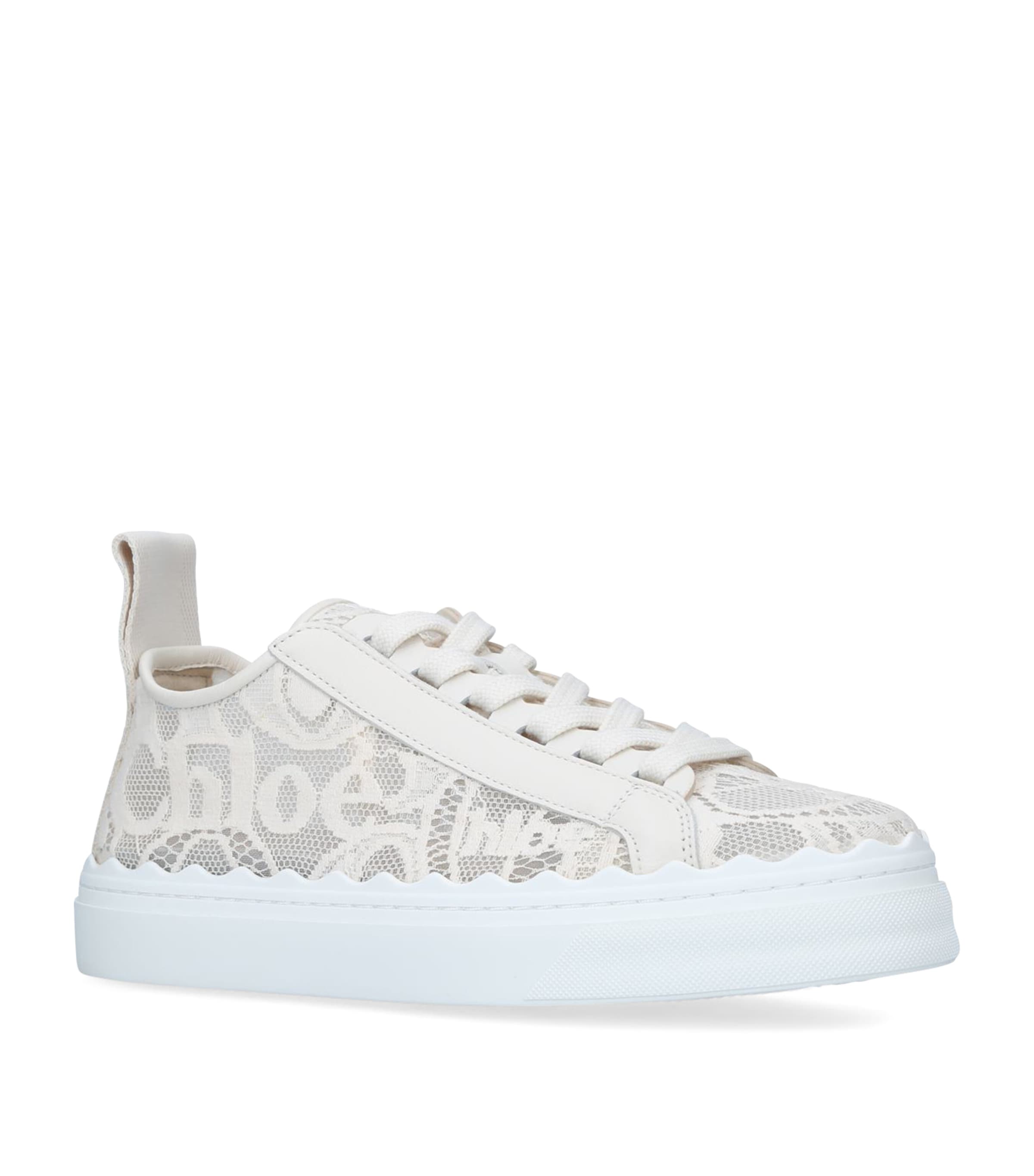 Shop Chloé Lace Lauren Sneakers In Beige