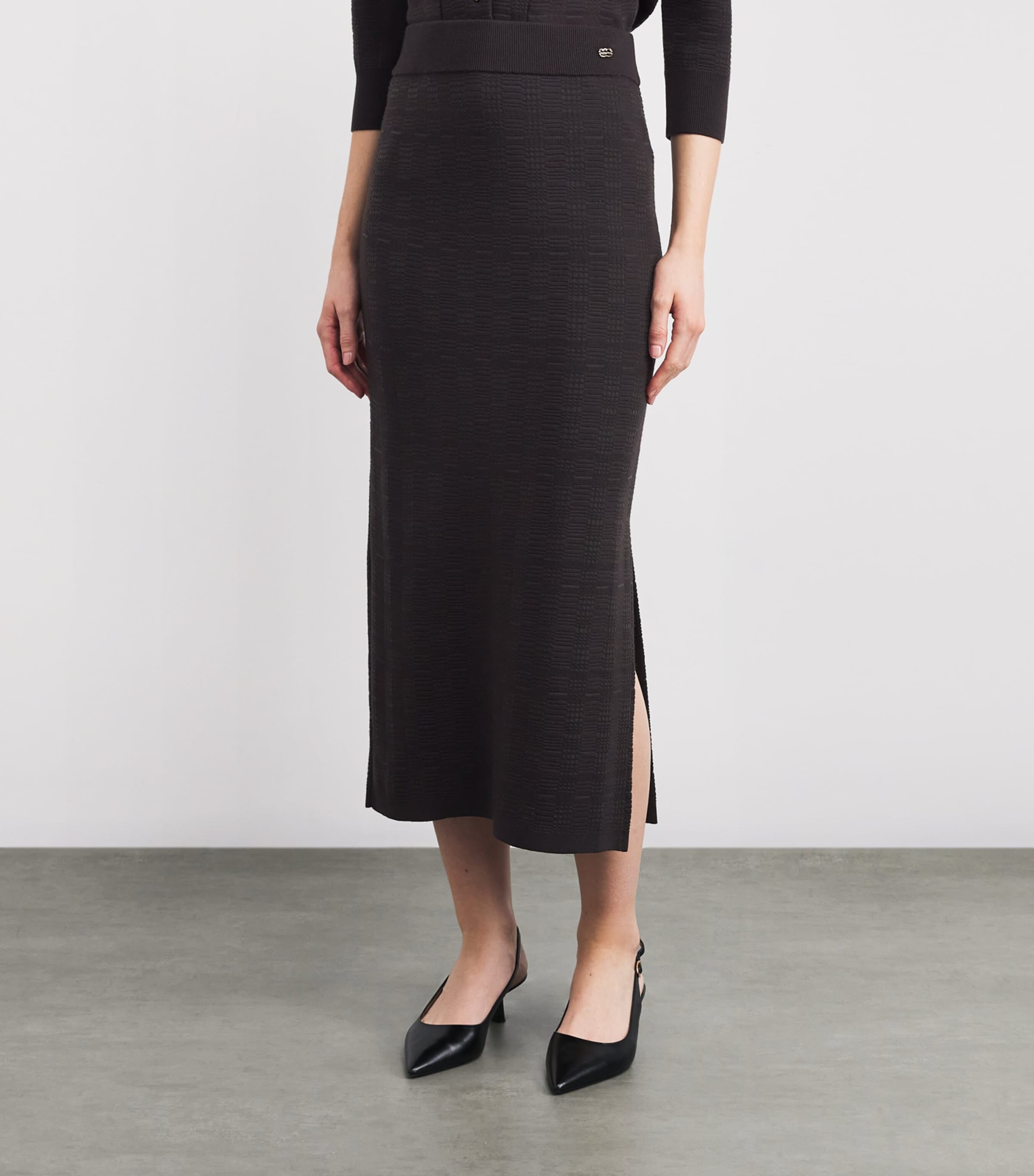 Wool-Blend Midi Skirt M70 BROWN - CHOCOLATE Image 3