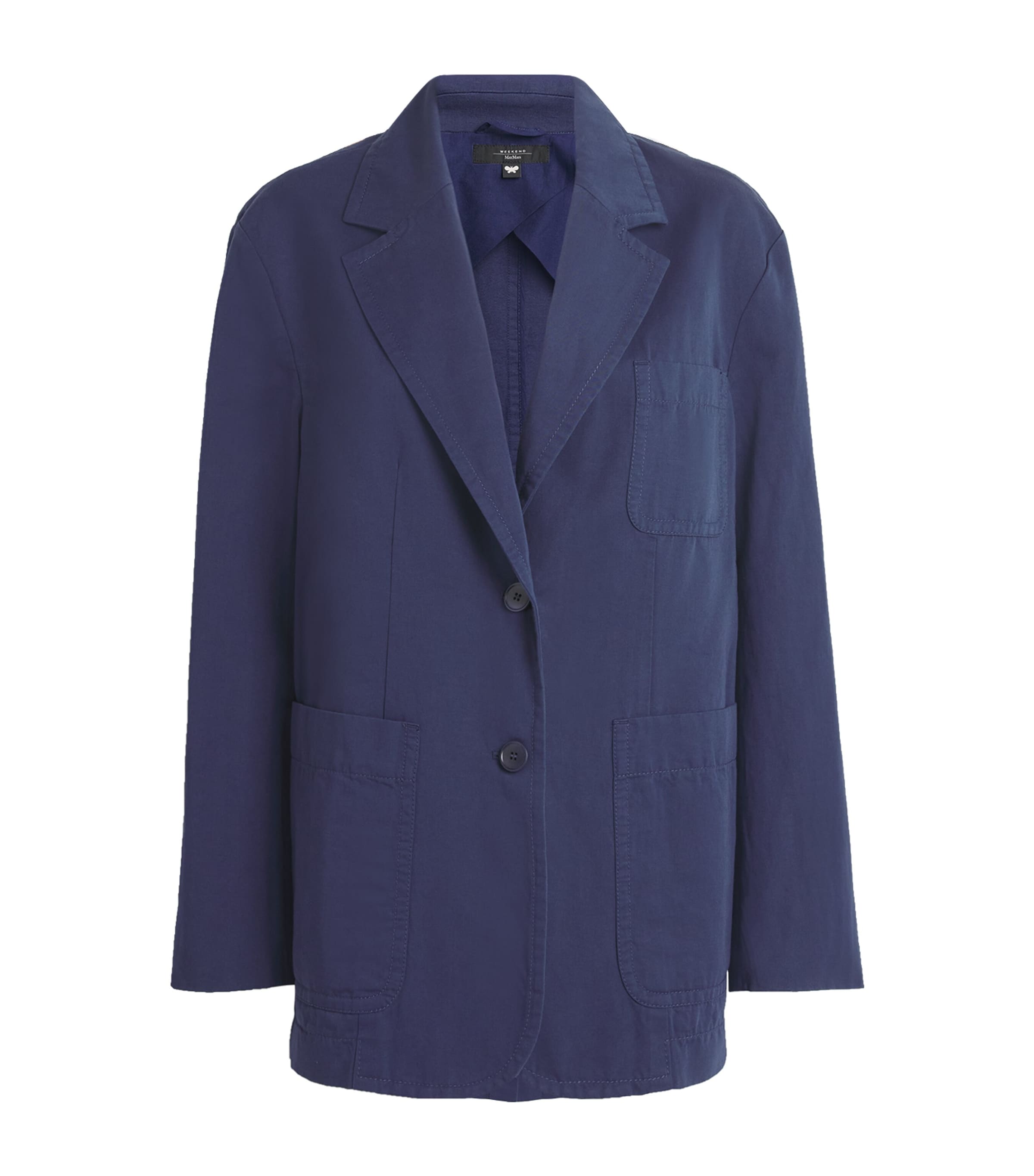Weekend Max Mara Cotton-linen Blazer In Navy