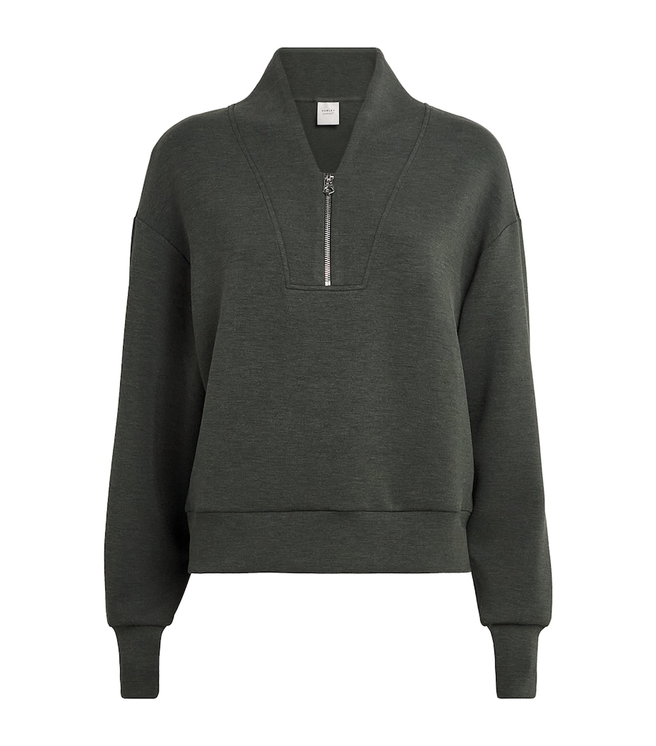 Varley Womens DoubleSoft Davidson Quarter-Zip Sweatshirt Olive Marl Image 1