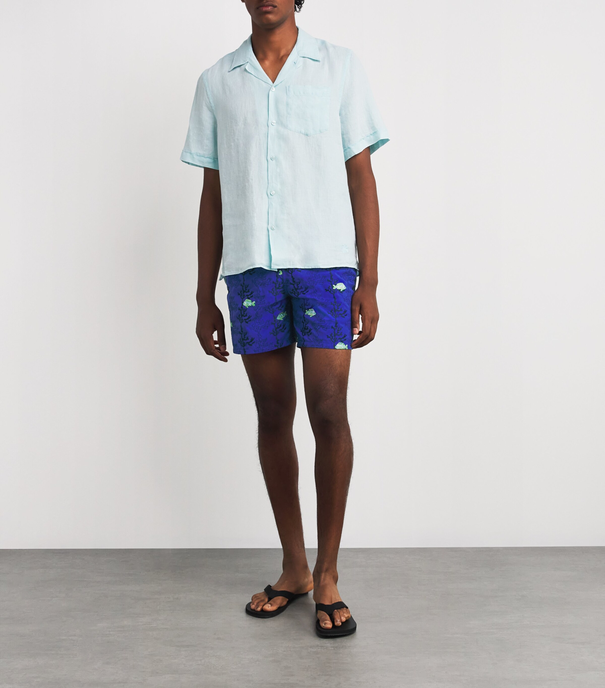 Vilebrequin Mens Seaweed-Embroidered Mistral Swim Shorts Image 4