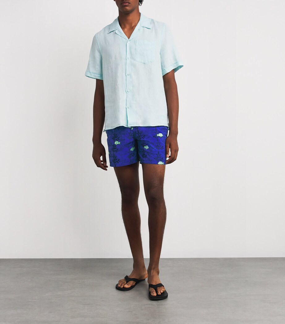 Vilebrequin Mens Seaweed-Embroidered Mistral Swim Shorts Image 4