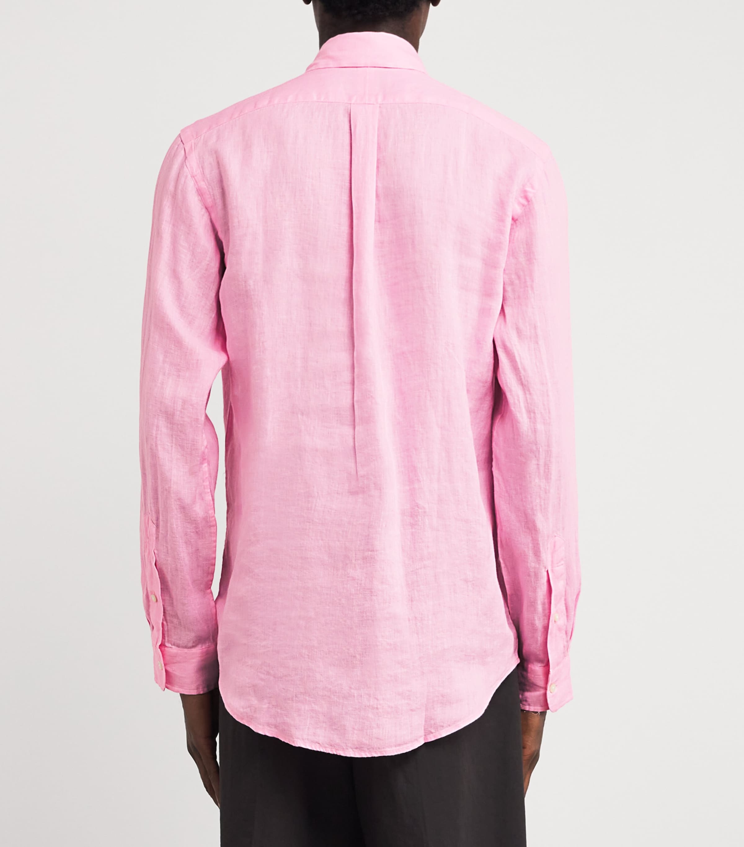 Polo Ralph Lauren Mens Linen Custom Fit Shirt Pink Image 4