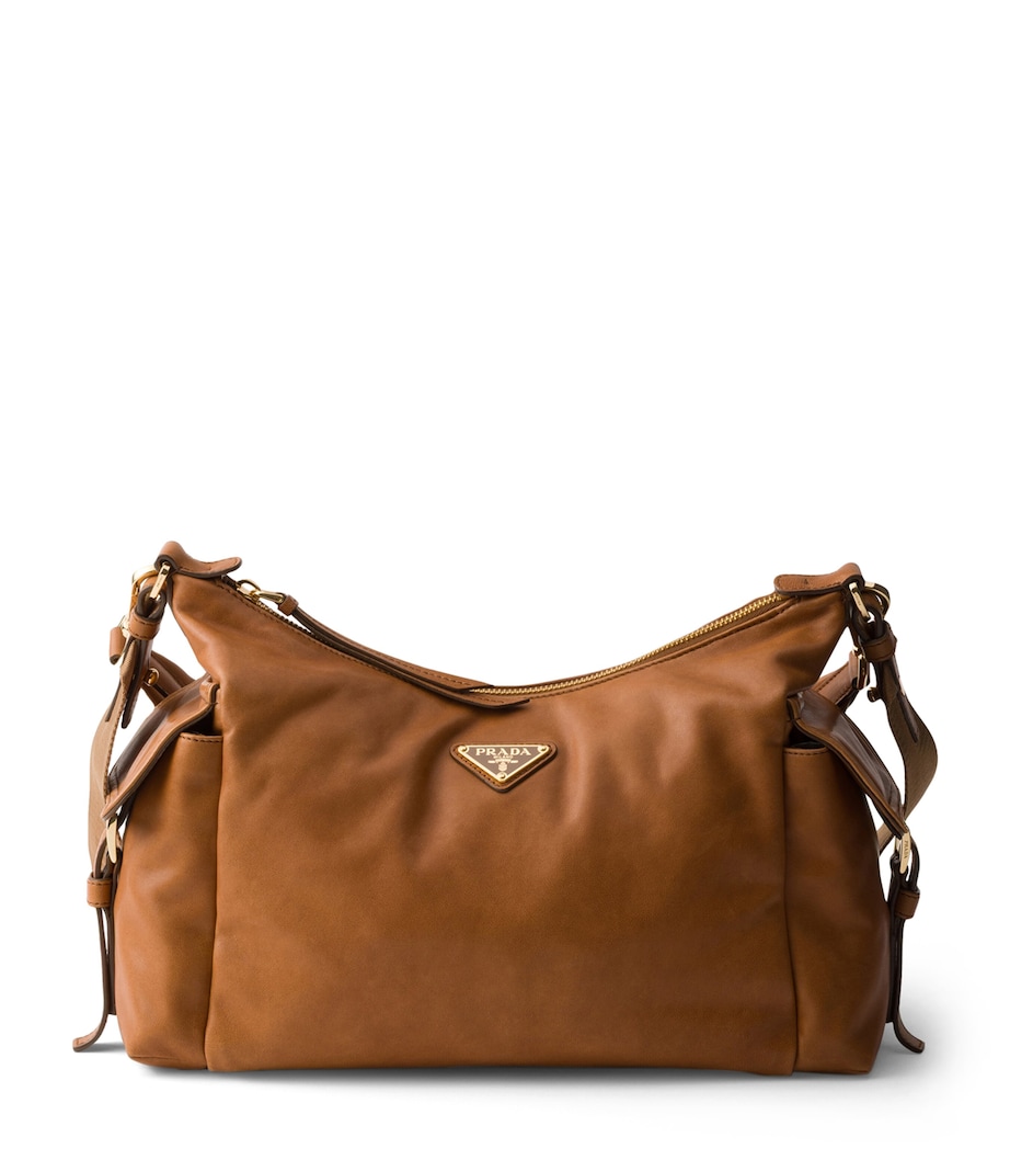 Prada Womens Large Nappa Leather Explore Shoulder Bag Brown Image 1