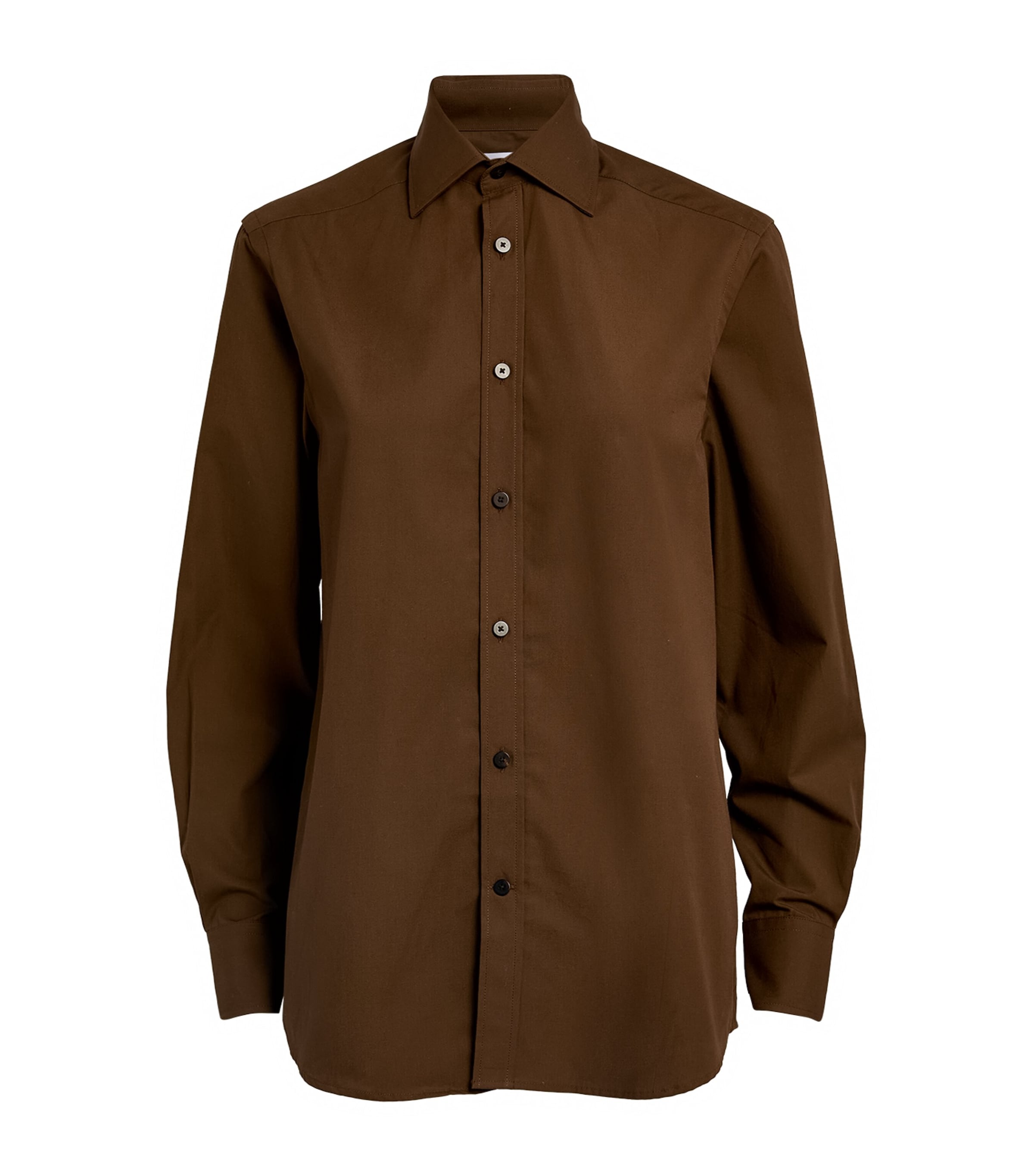 Shop With Nothing Underneath Fine Poplin The Boyfriend Shirt In Brown