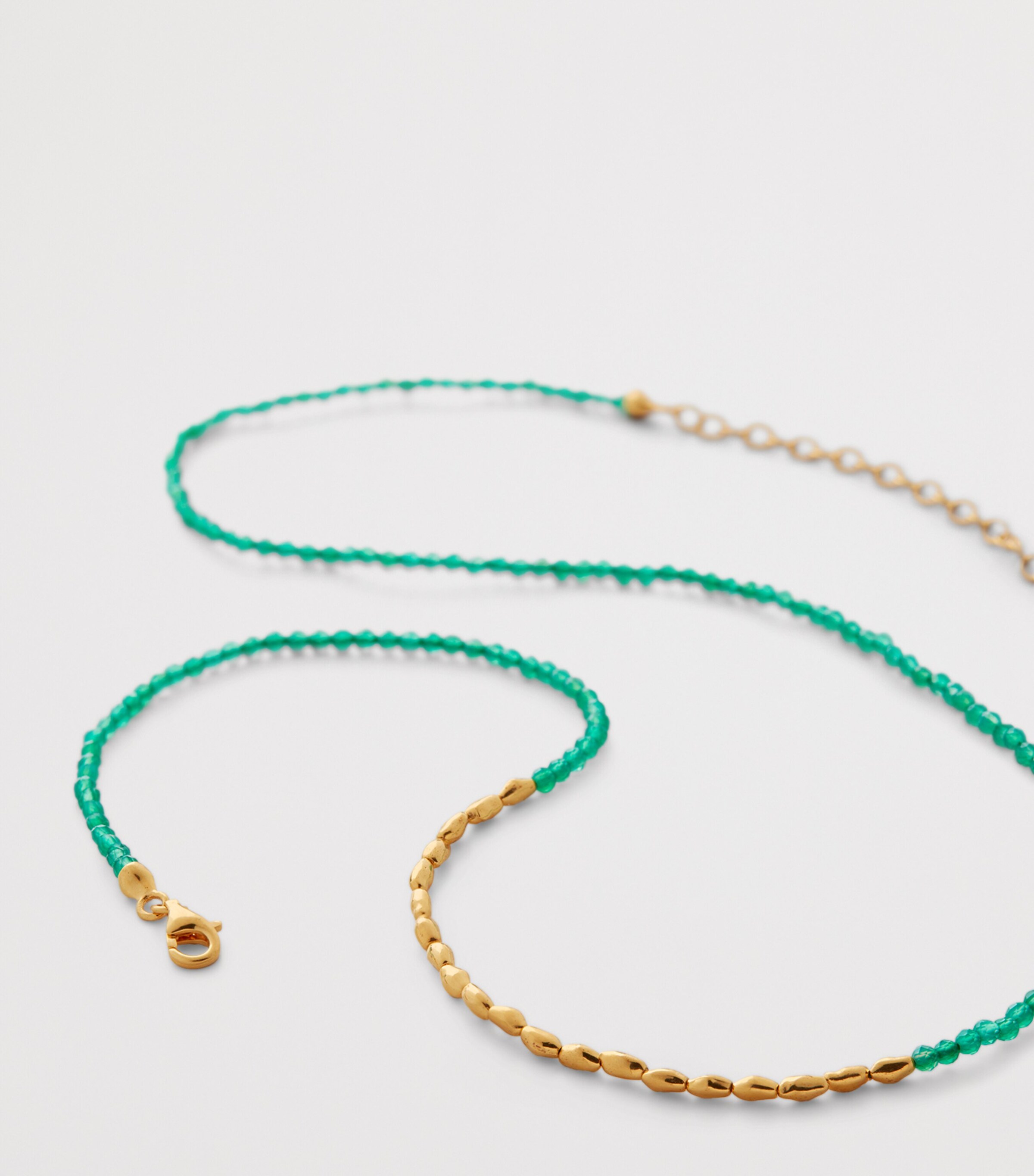 Gold Vermeil and Green Onyx Mini Nugget Gemstone Beaded Necklace 18K GOLD VERMEIL Image 2