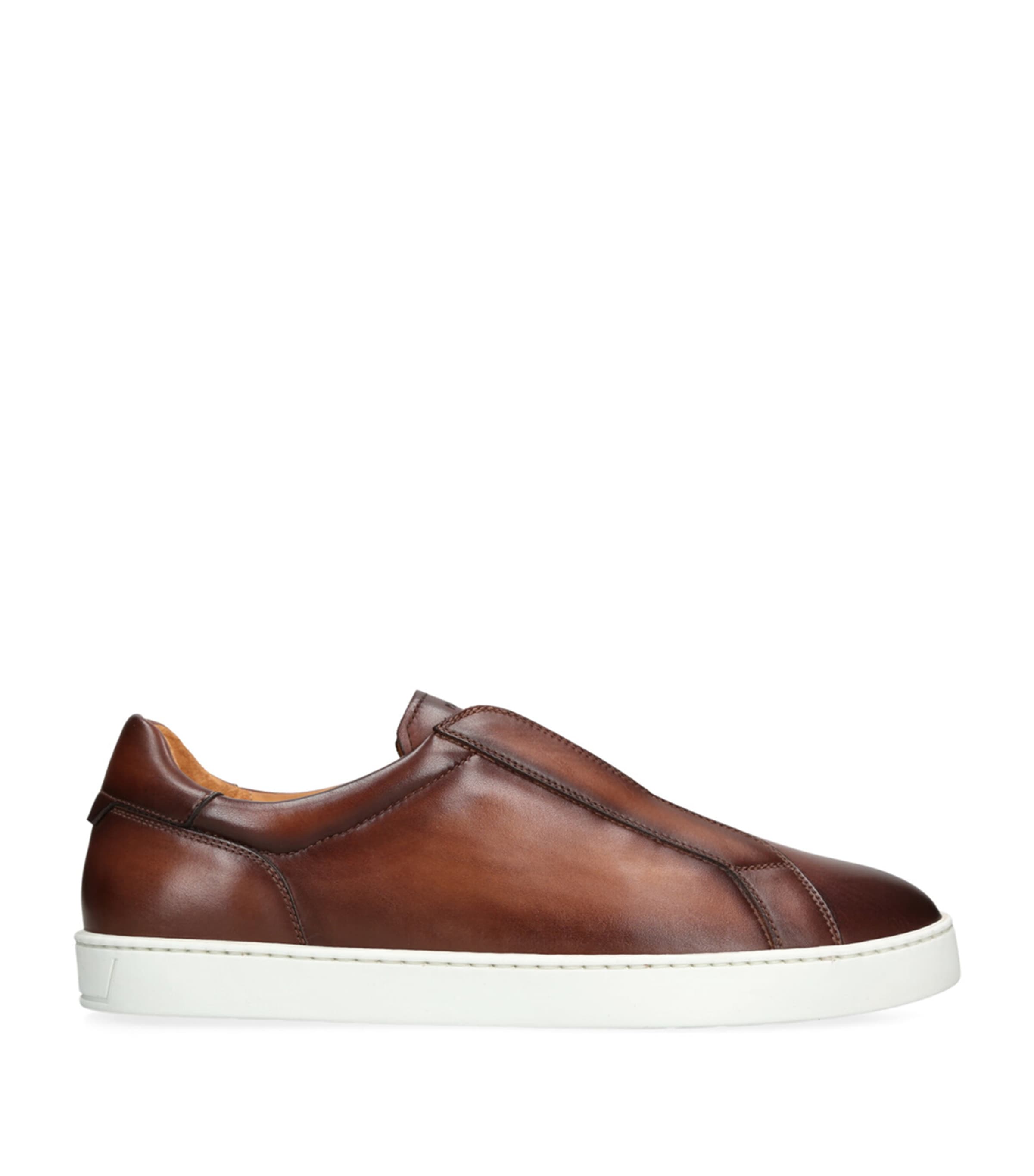 Magnanni Leather Laceless Sneakers In Brown