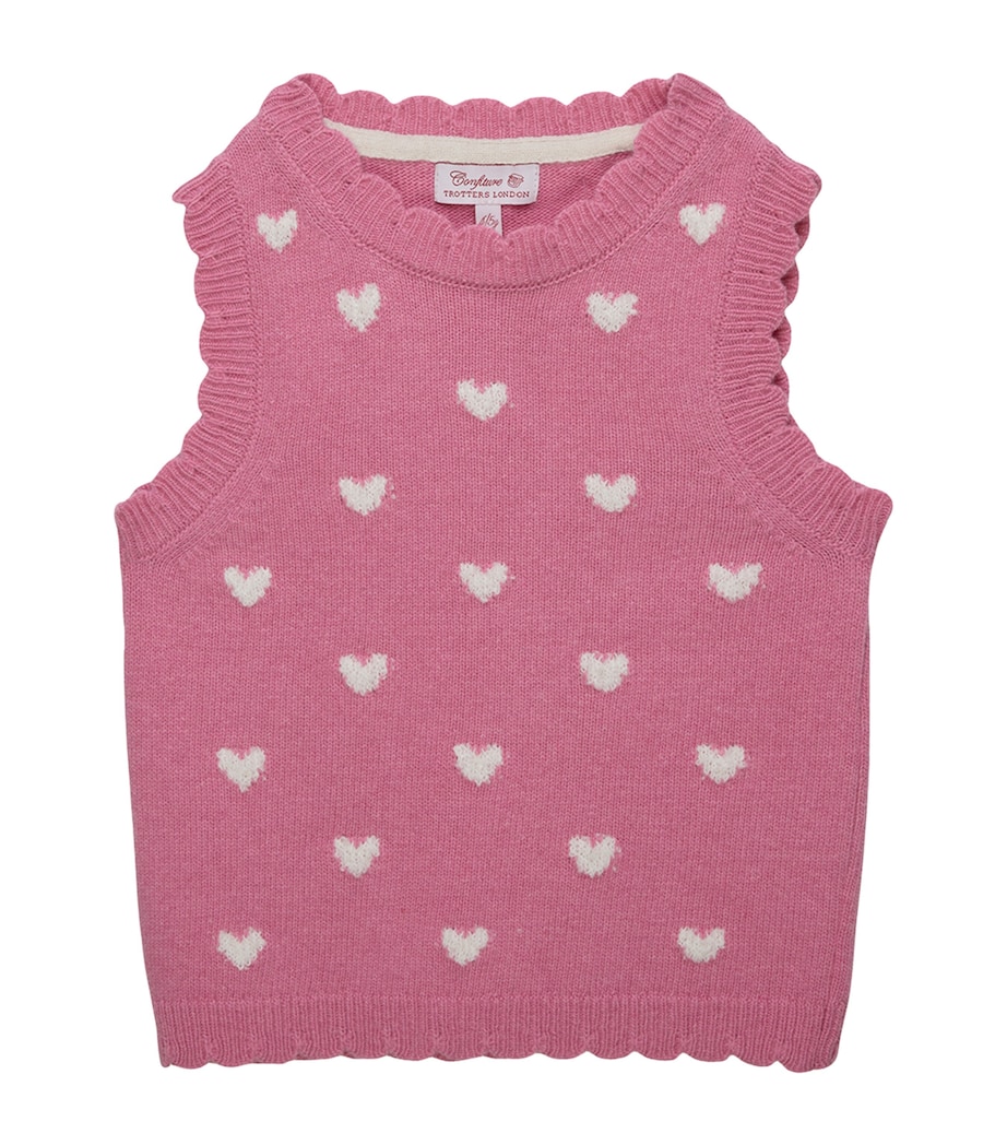 Trotters Wool-Blend Heart Sweater Vest (6-11 Years) Bright Pink Image 1