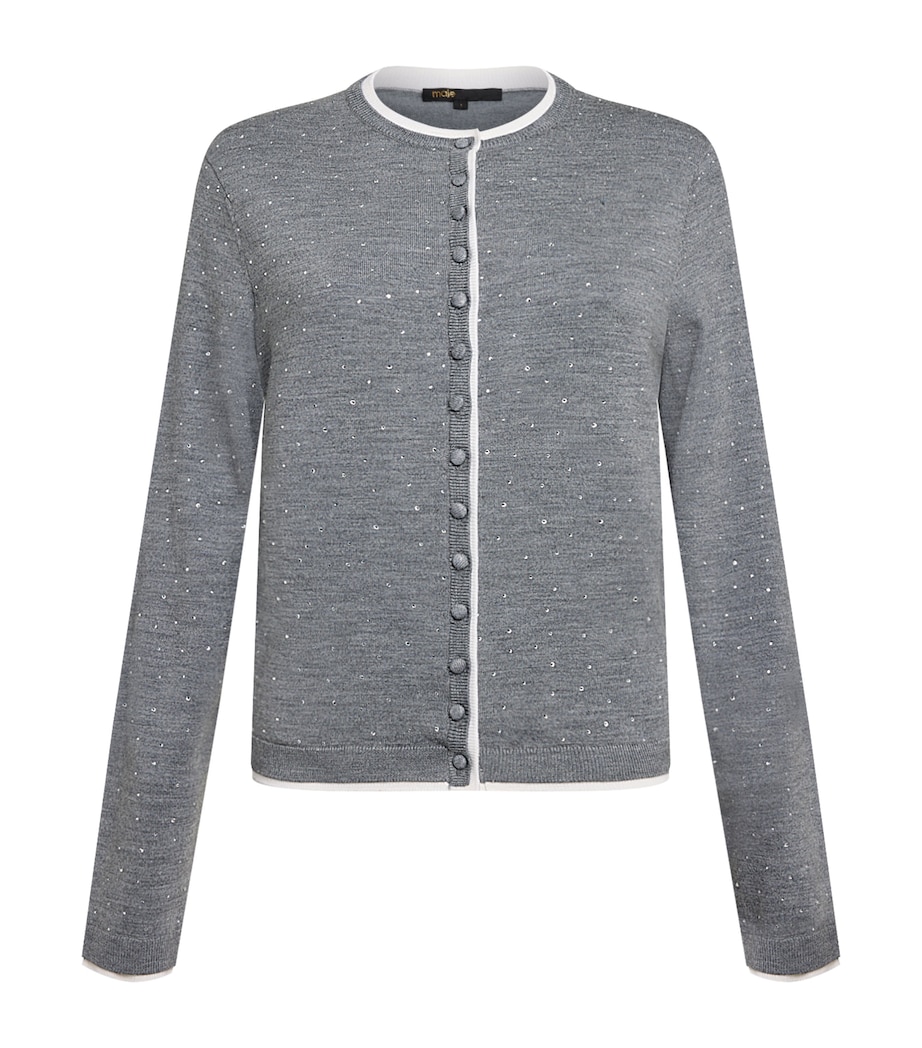Wool-Blend Rhinestone-Embellished Cardigan GREY Image 1