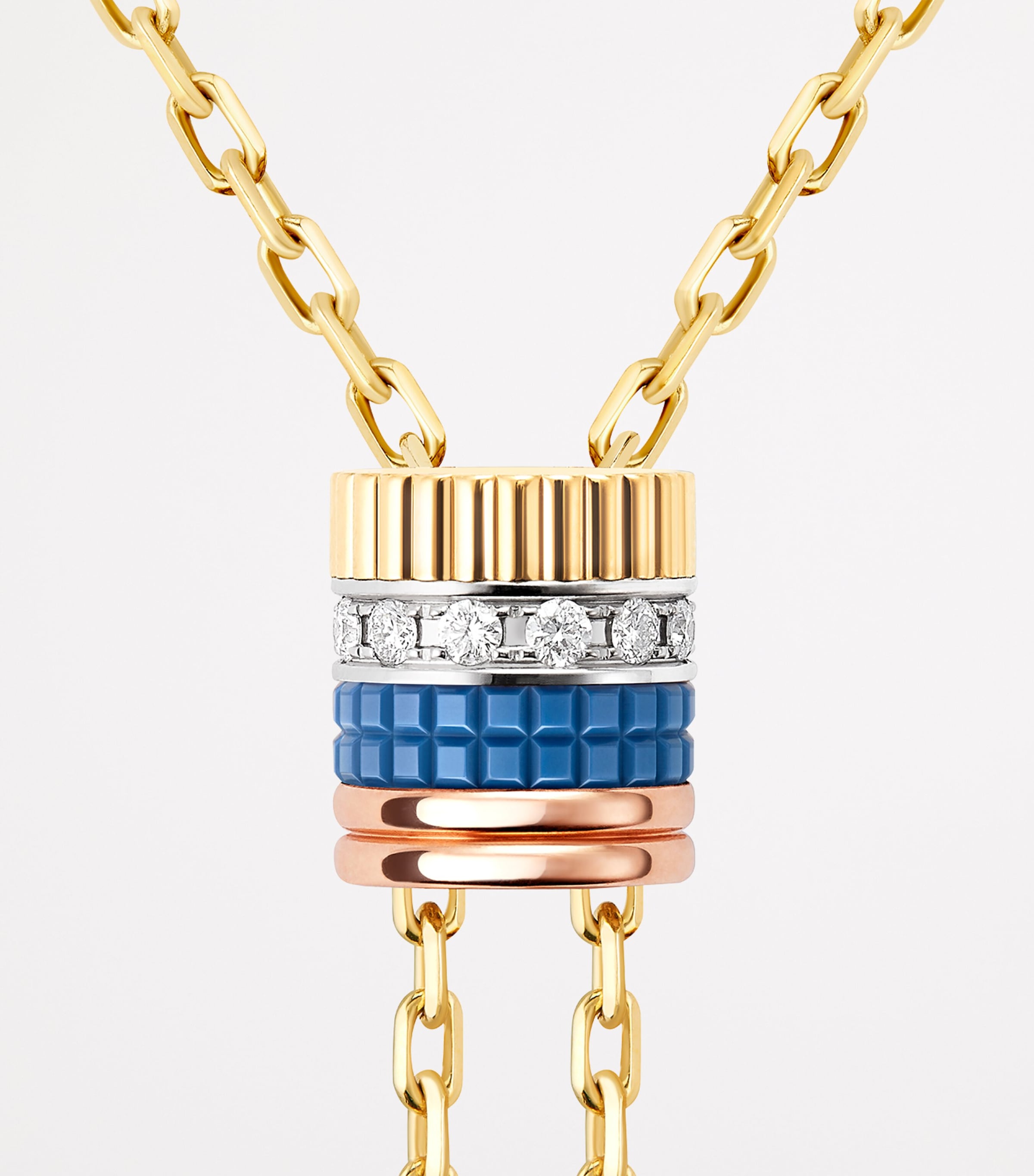 Mixed Gold and Diamond Quatre Blue Edition Necklace GOLD Image 3