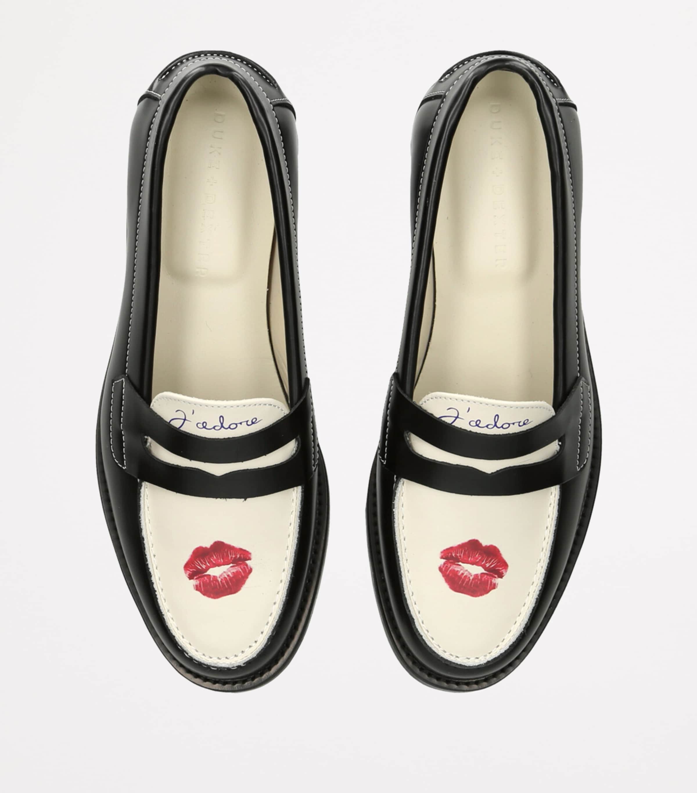 DUKE & DEXTER Leather Kiss Wilde Penny Loafers Blk/white Image 4