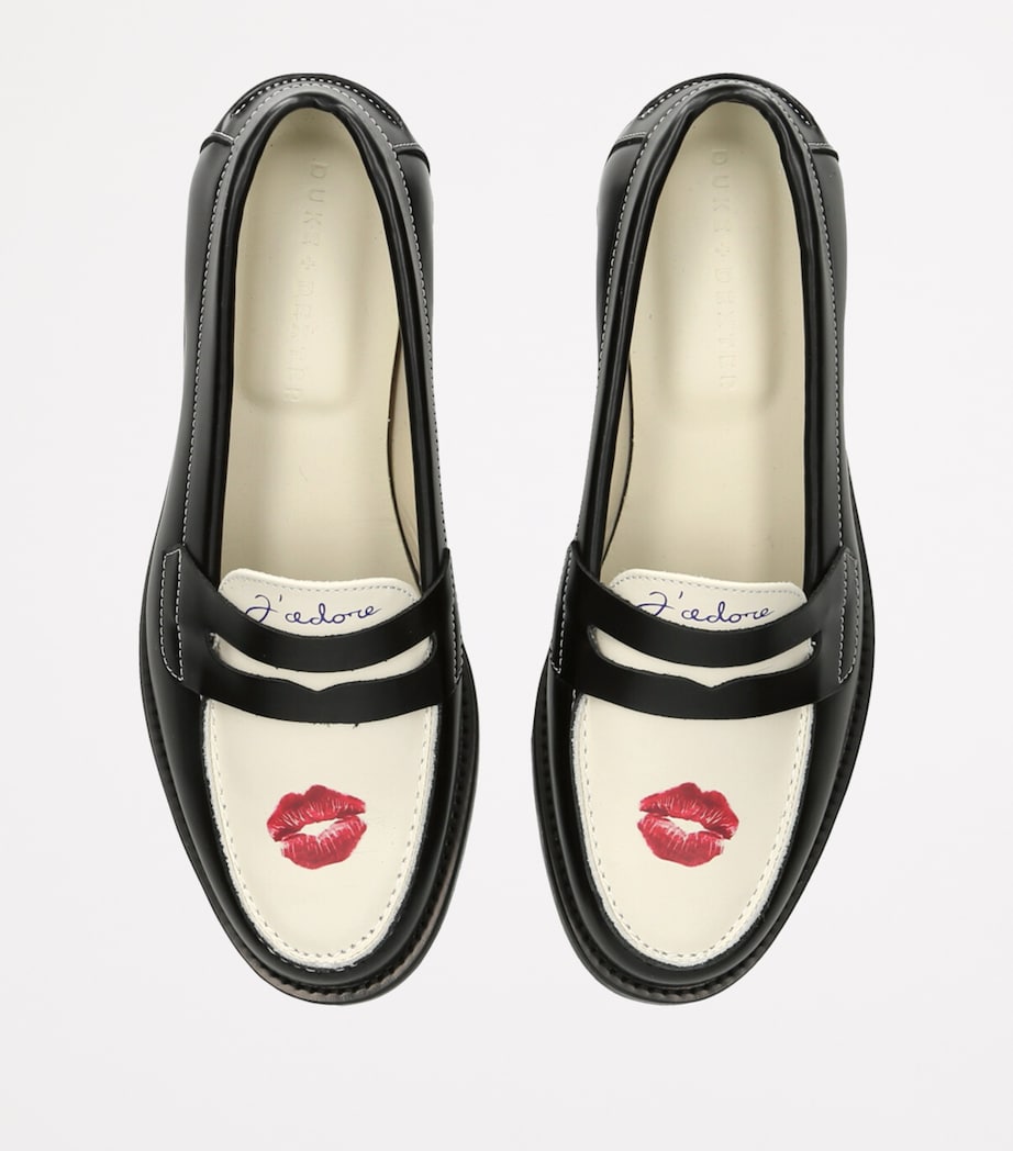 DUKE & DEXTER Leather Kiss Wilde Penny Loafers Blk/white Image 4