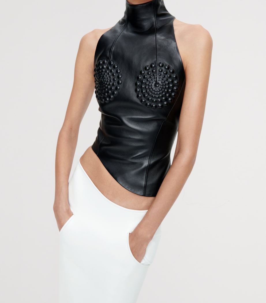 Schiaparelli Womens Lambskin Trompe L’Oeil Wave Top Black Image 5