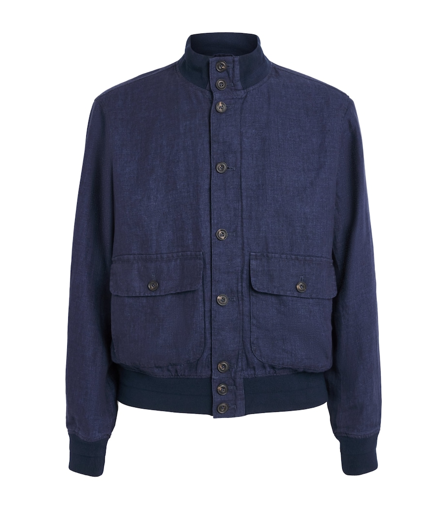 Polo Ralph Lauren Mens Linen Barrett Herringbone Jacket Refined Navy Image 1