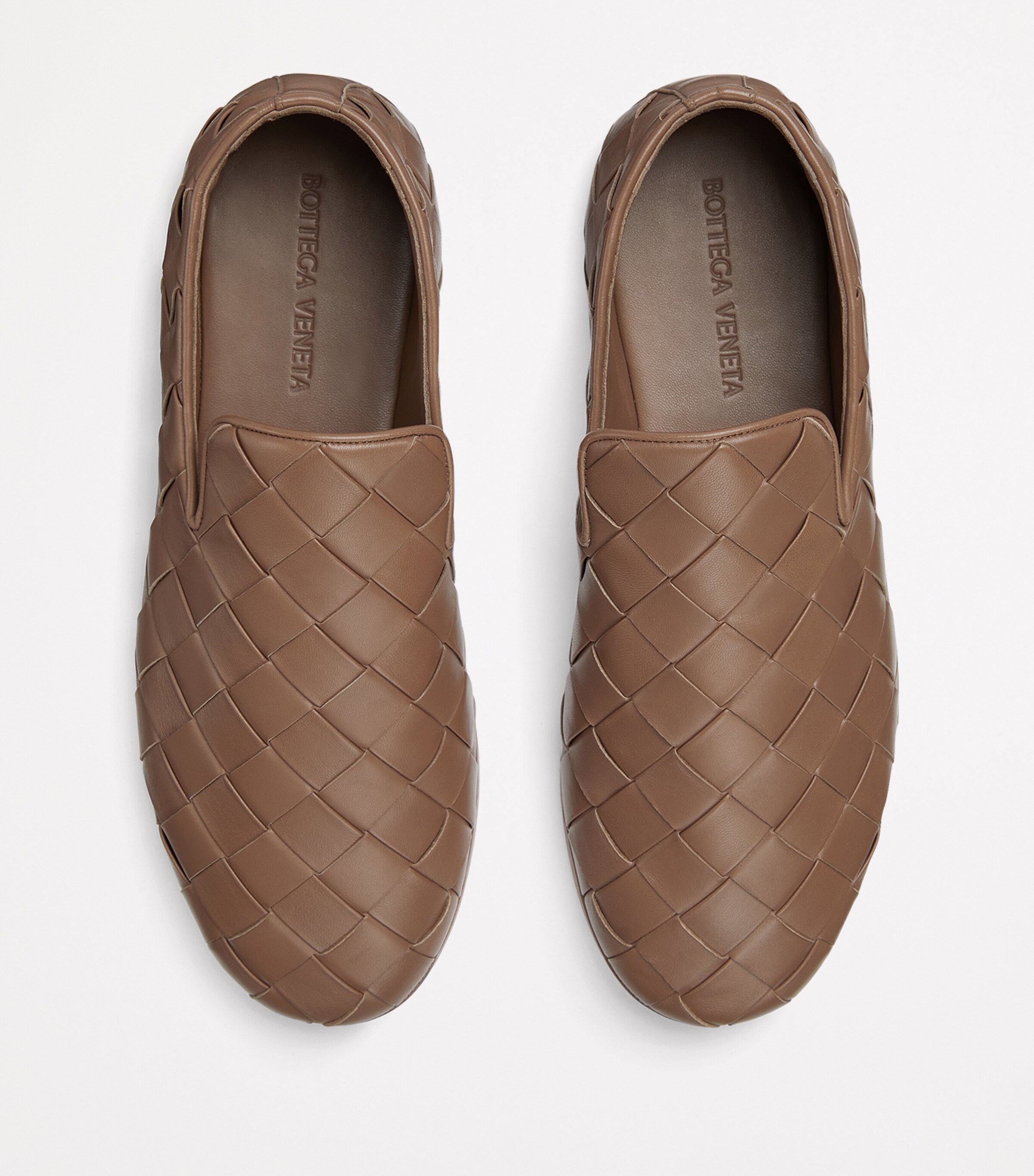 BOTTEGA VENETA　FLASH SLIPPER 43 ブラウン Bottega Veneta Brown Leather Intrecciato Weave Slip-On Shoes