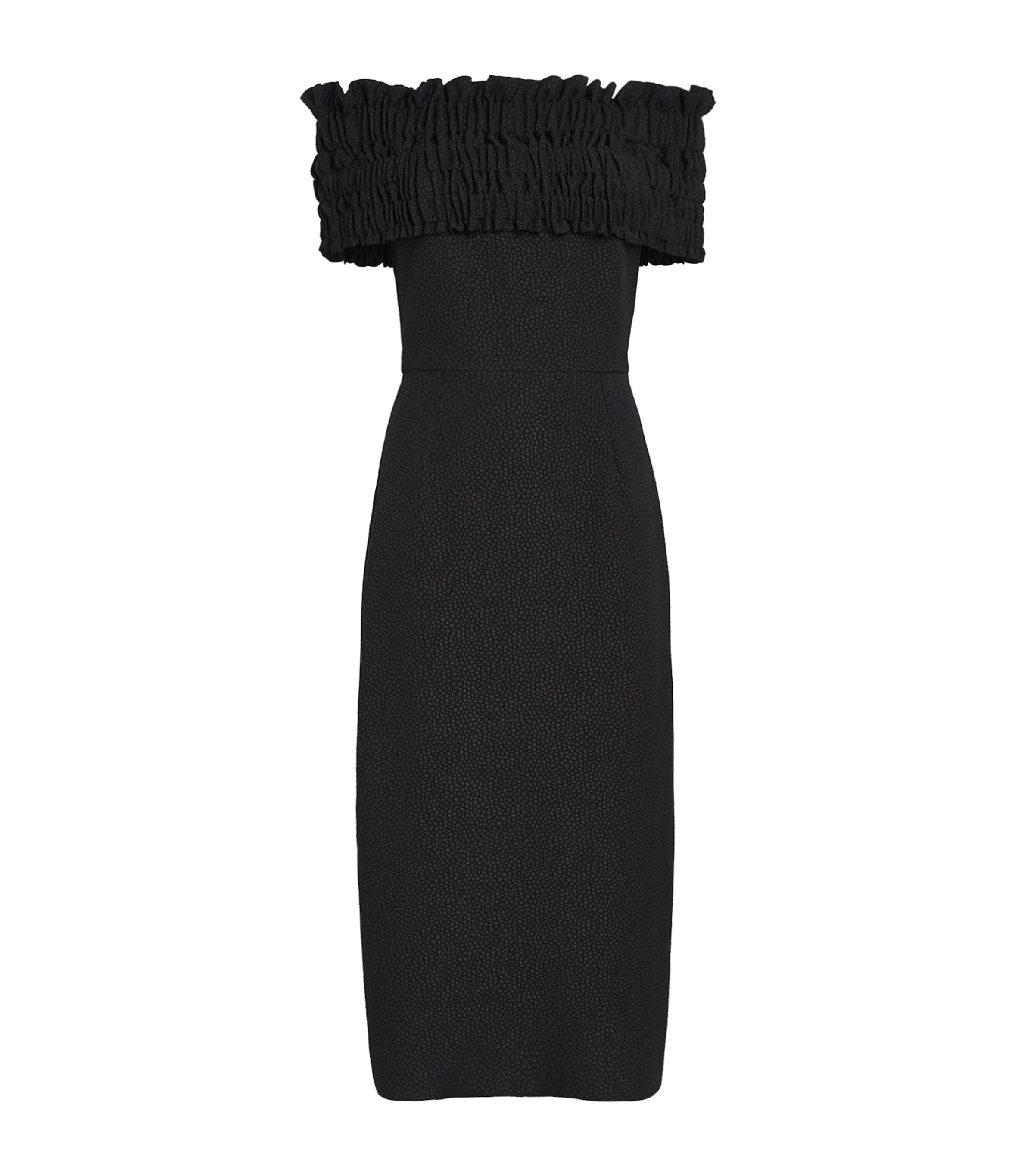 Jacquard Off-The-Shoulder Philomena Midi Dress BLA Image 1