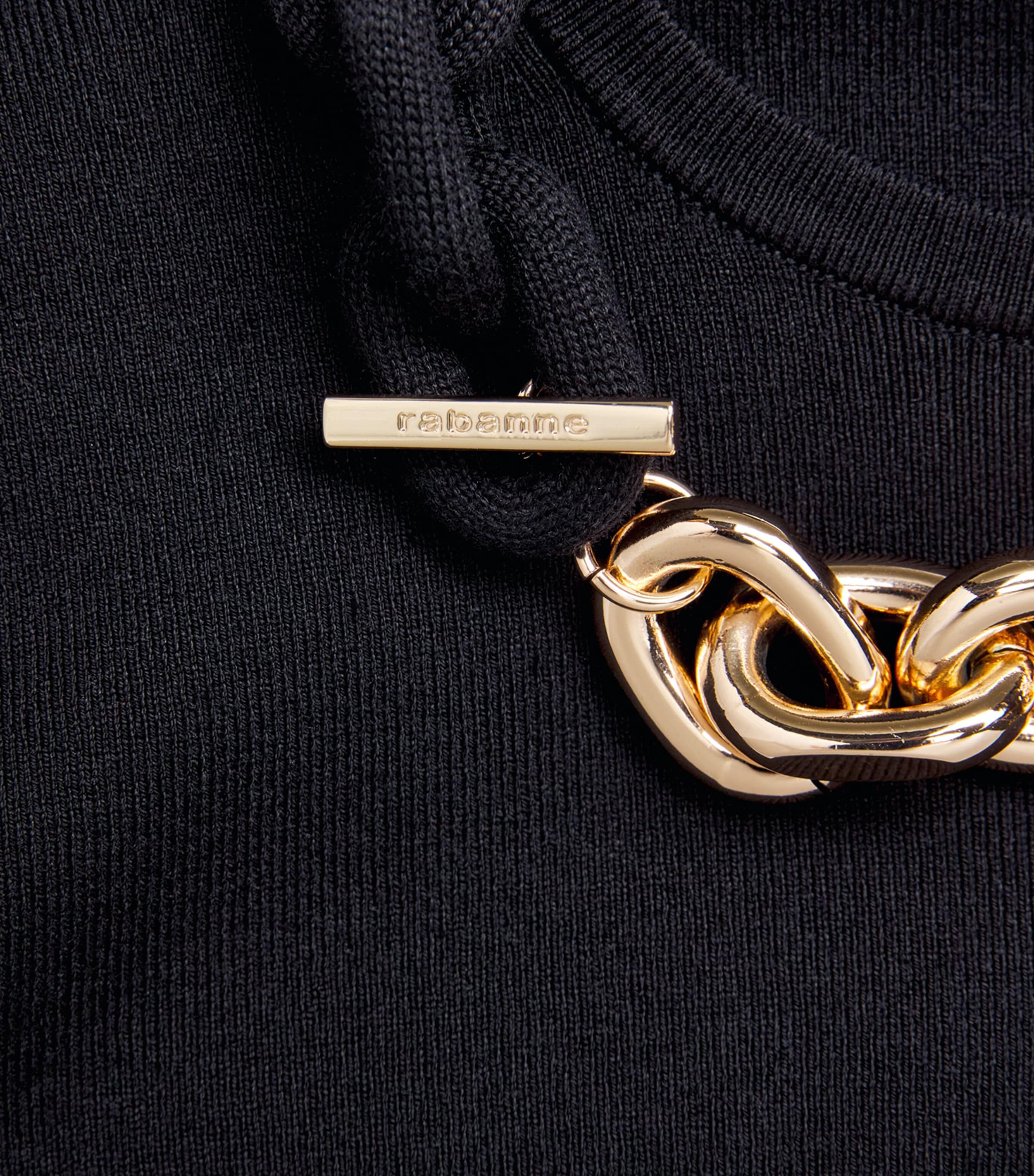 Knitted Chain-Detail T-Shirt P001 BLACK Image 5