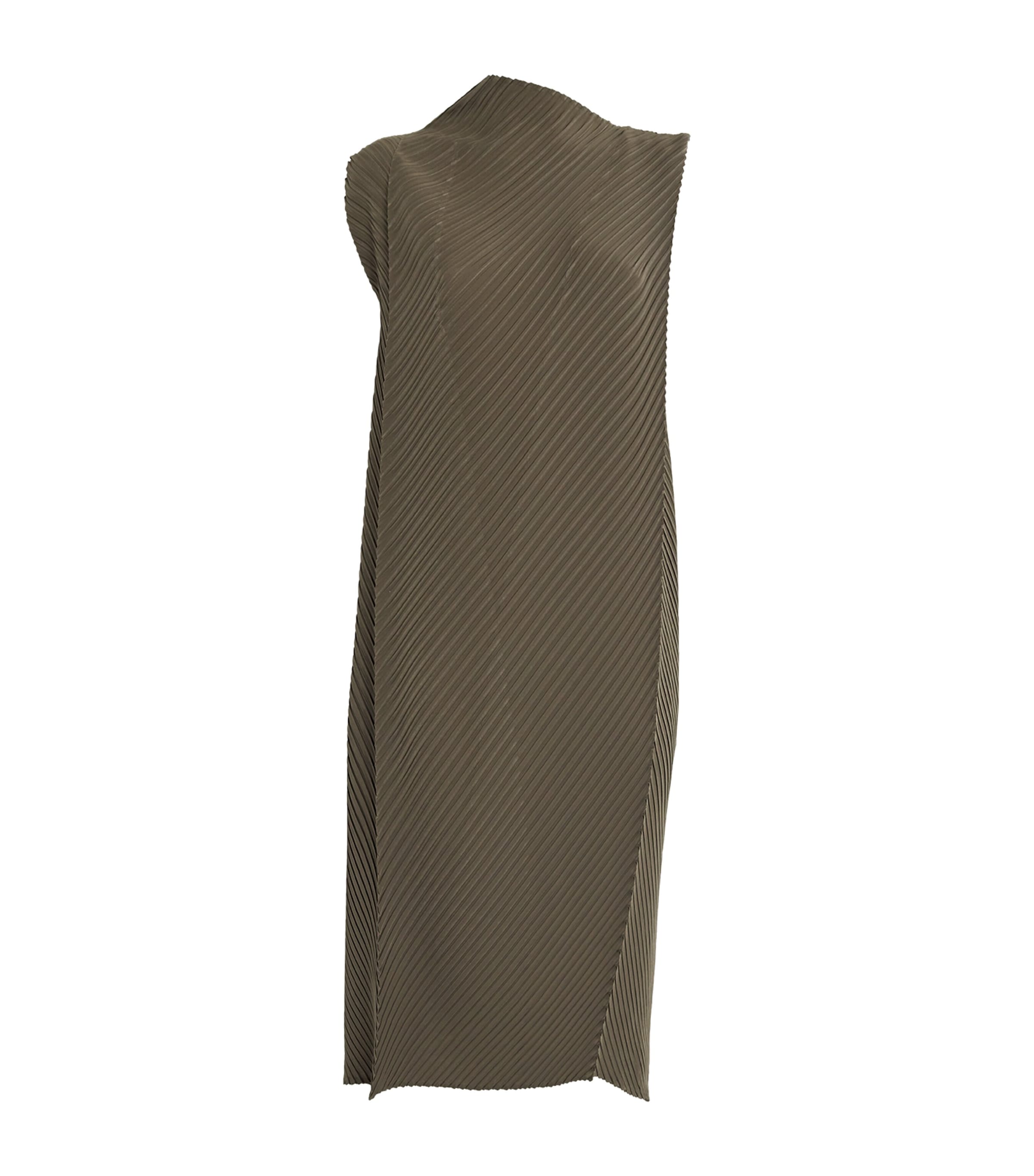 Issey Miyake Soft Fold Pleats Midi Dress In Green