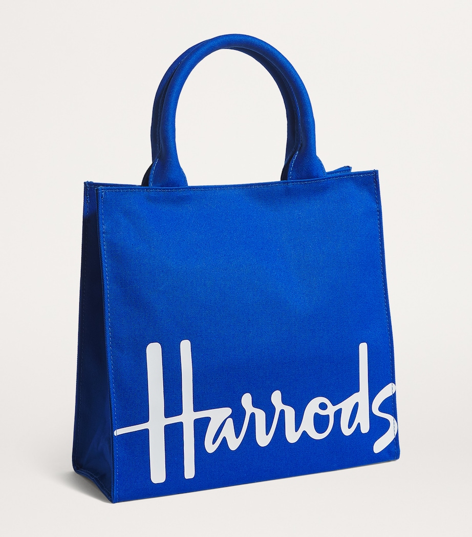 Harrods Small Cotton Logo Tote Bag Prussian Image 3